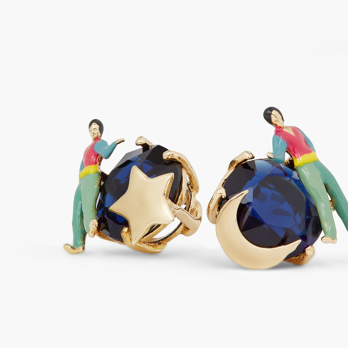 Cut Crystal Stone Asymmetrical Earrings | atve1051