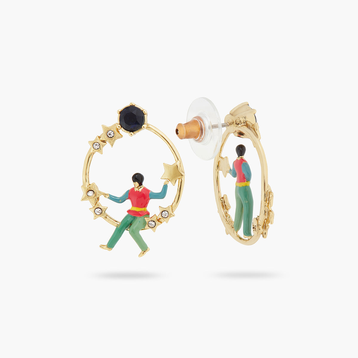 Golden Star And Character Asymmetrical Earrings | atve1061