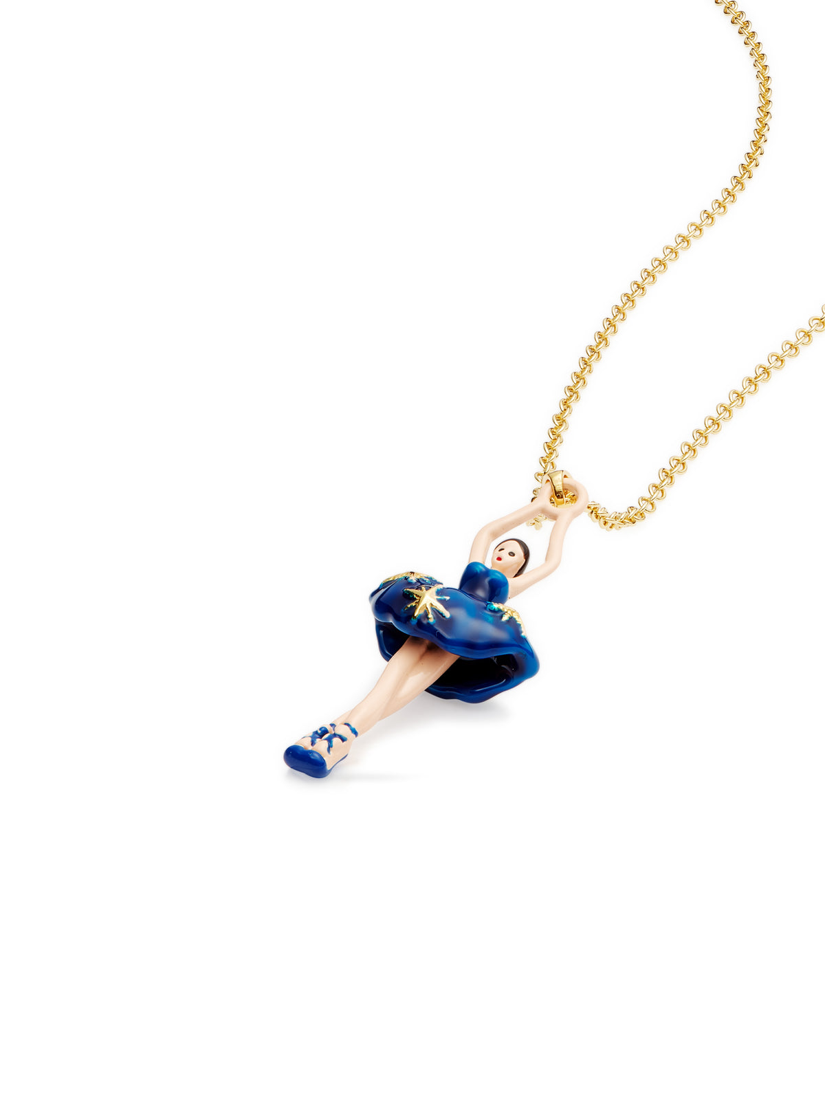 Midnight Blue Tutu Ballerina Necklace And Gold Stars | audd3591