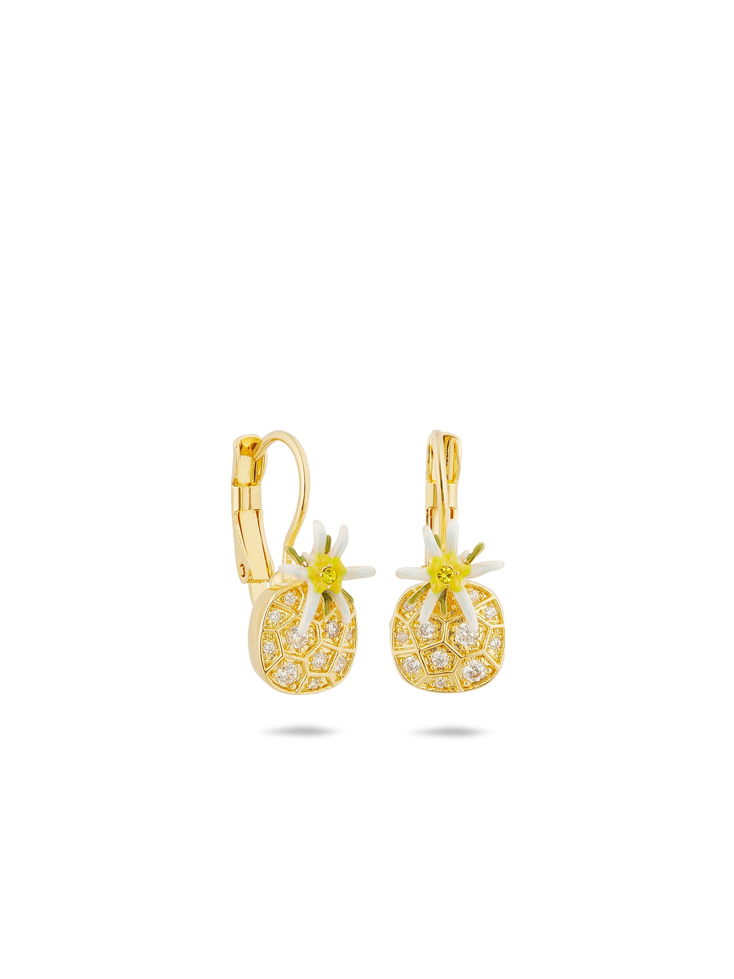Edelweiss Flower And Cubic Zirconia Sleeper Earrings
