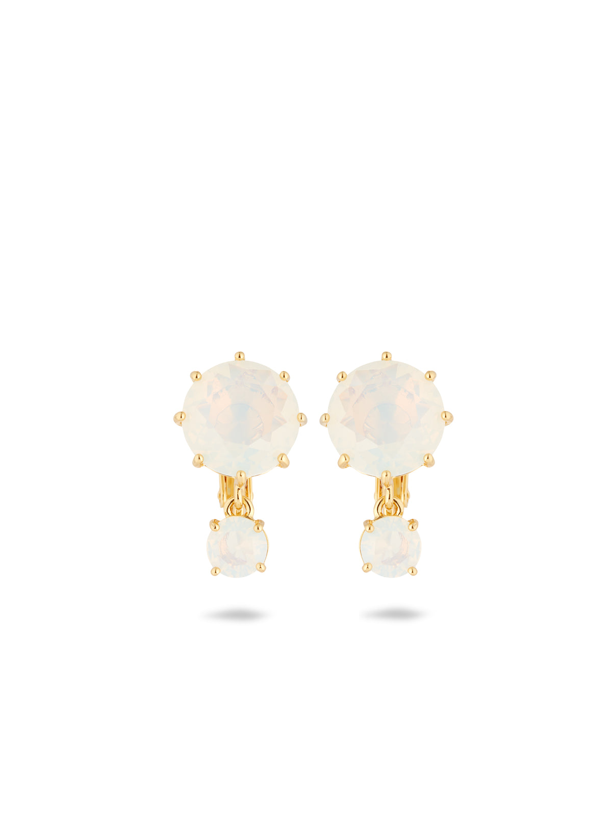 Opalescent White Diamantine Two-Stone Earrings | auld1261