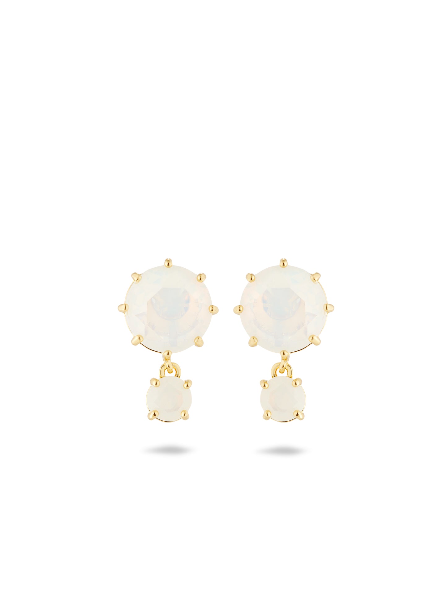 Opalescent White Diamantine Two-Stone Earrings | auld1261