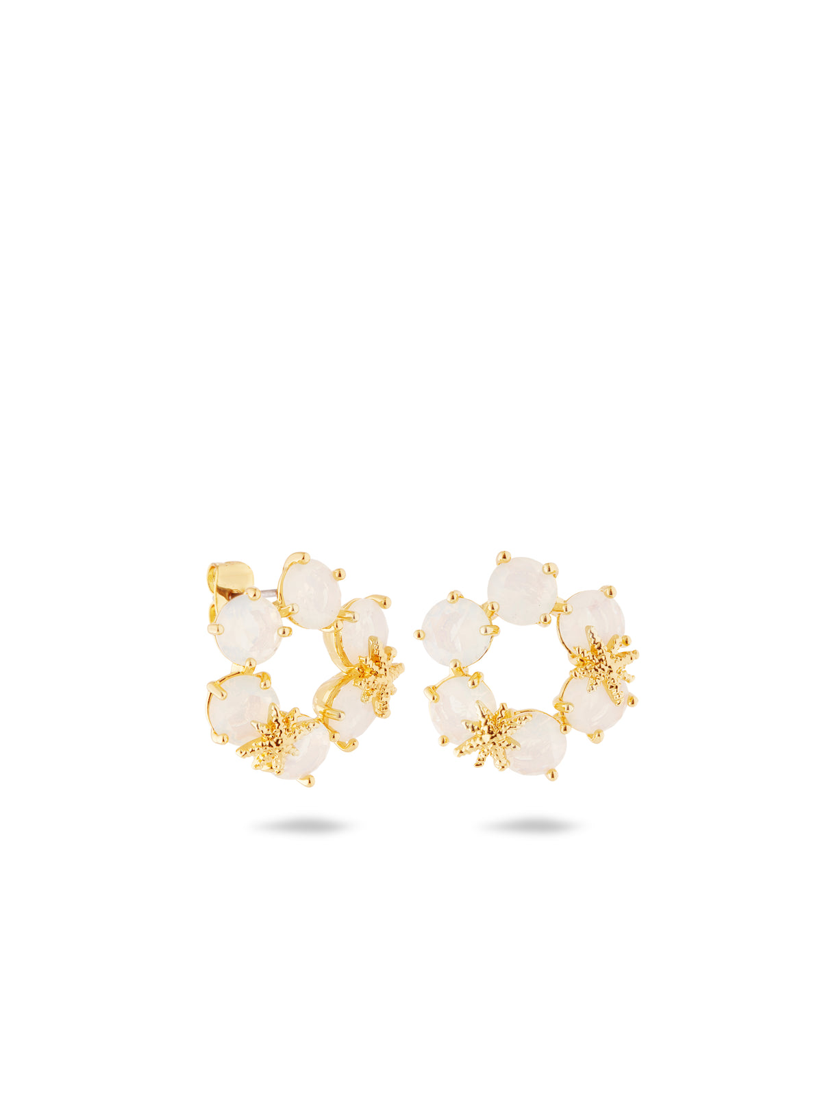 Opalescent White Diamantine Six Stone Earrings With Fine Stars | auld1422