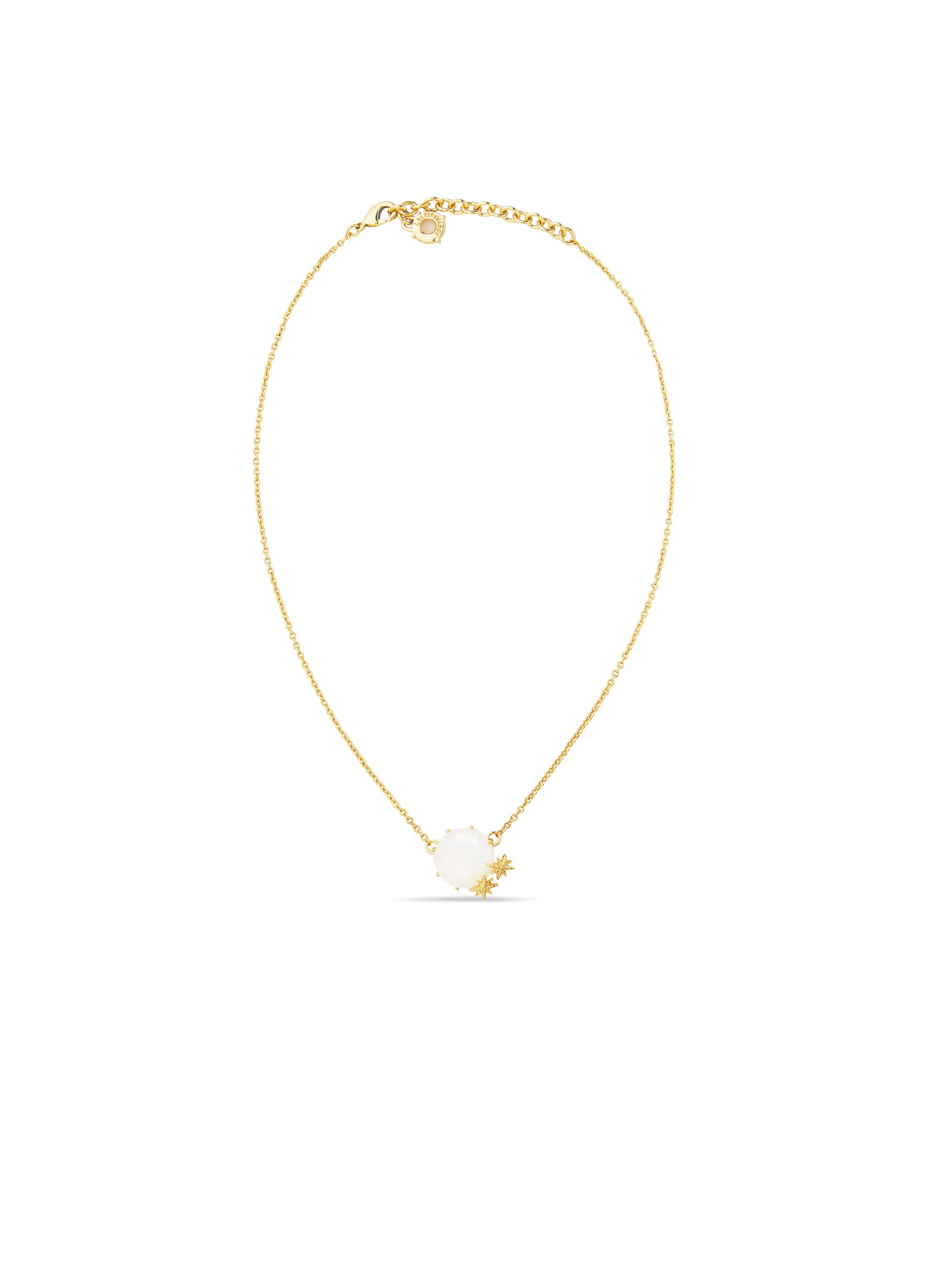 Opalescent White Diamantine Round Stone Pendant Necklace And Fine Stars | auld3012