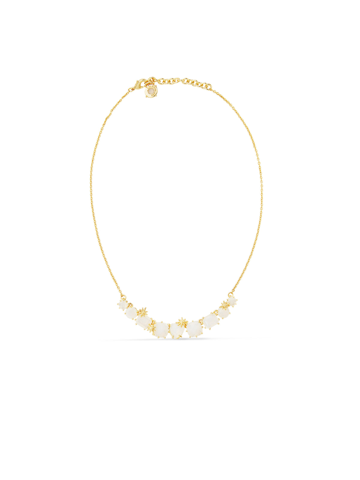 Opalescent White Diamantine Thin Necklace With Nine Stones And Fine Stars | auld3182