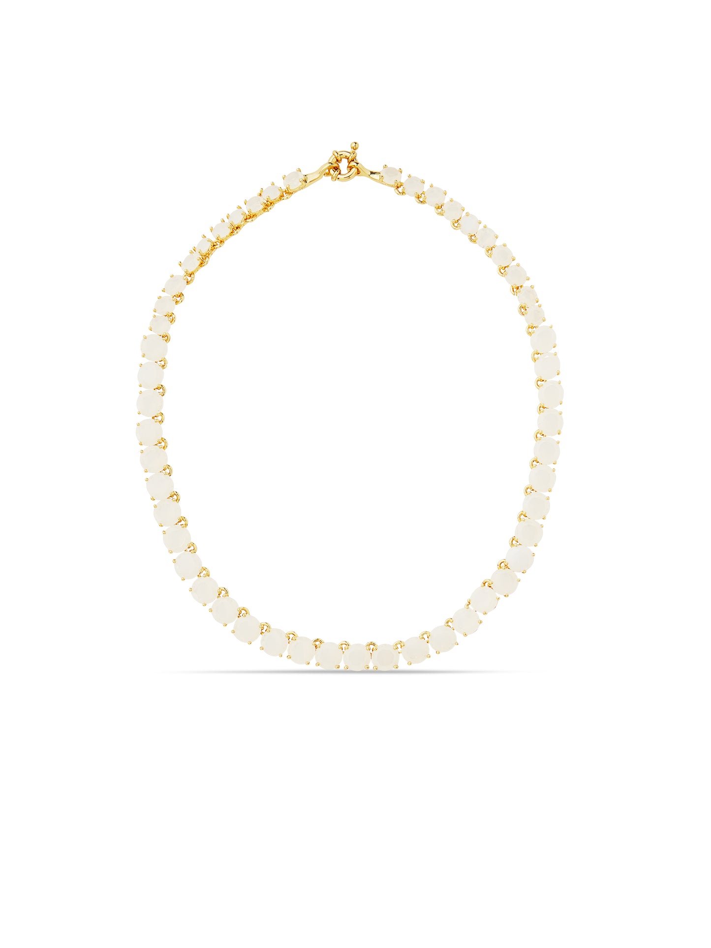 Opalescent White Diamantine Round Stone Choker Necklace | auld3321