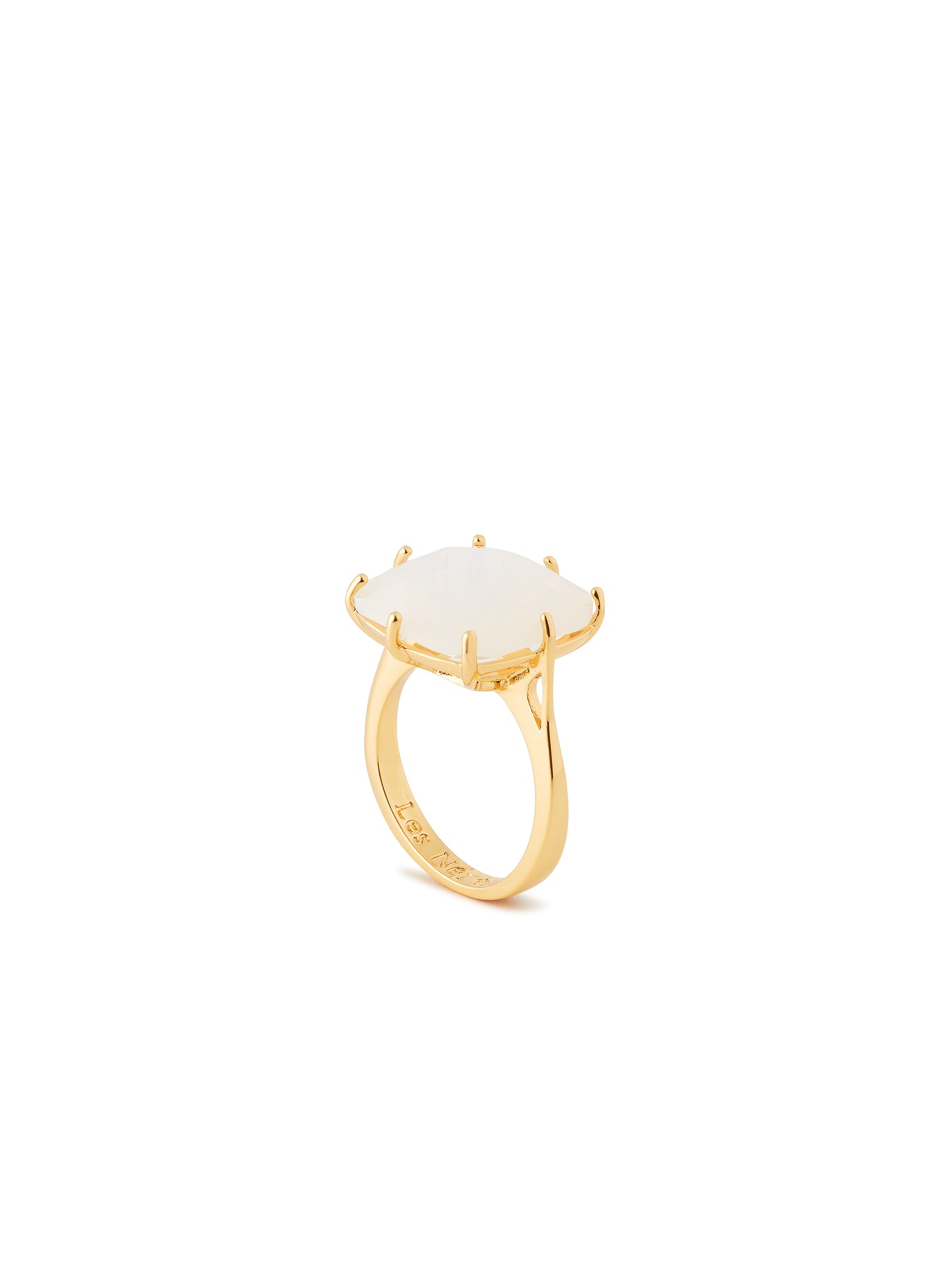 Opalescent White Diamantine Square Stone Solitaire Ring | auld6021