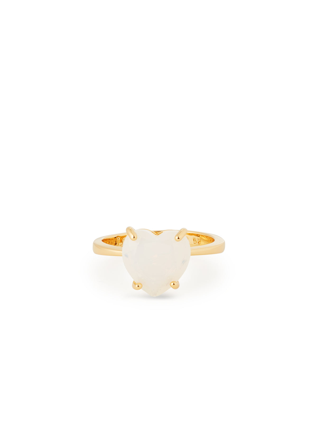 Opalescent White Diamantine Heart-Shaped Stone Solitaire Ring | auld6171