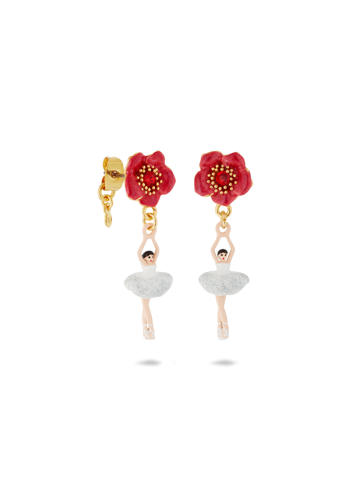 Ballerina And Red Flower Earrings | aumdd1011