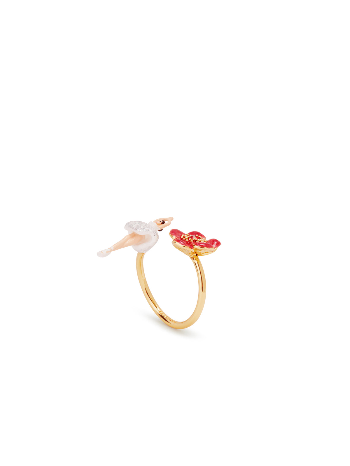 Ballerina And Red Flower Adjustable Ring | aumdd6011