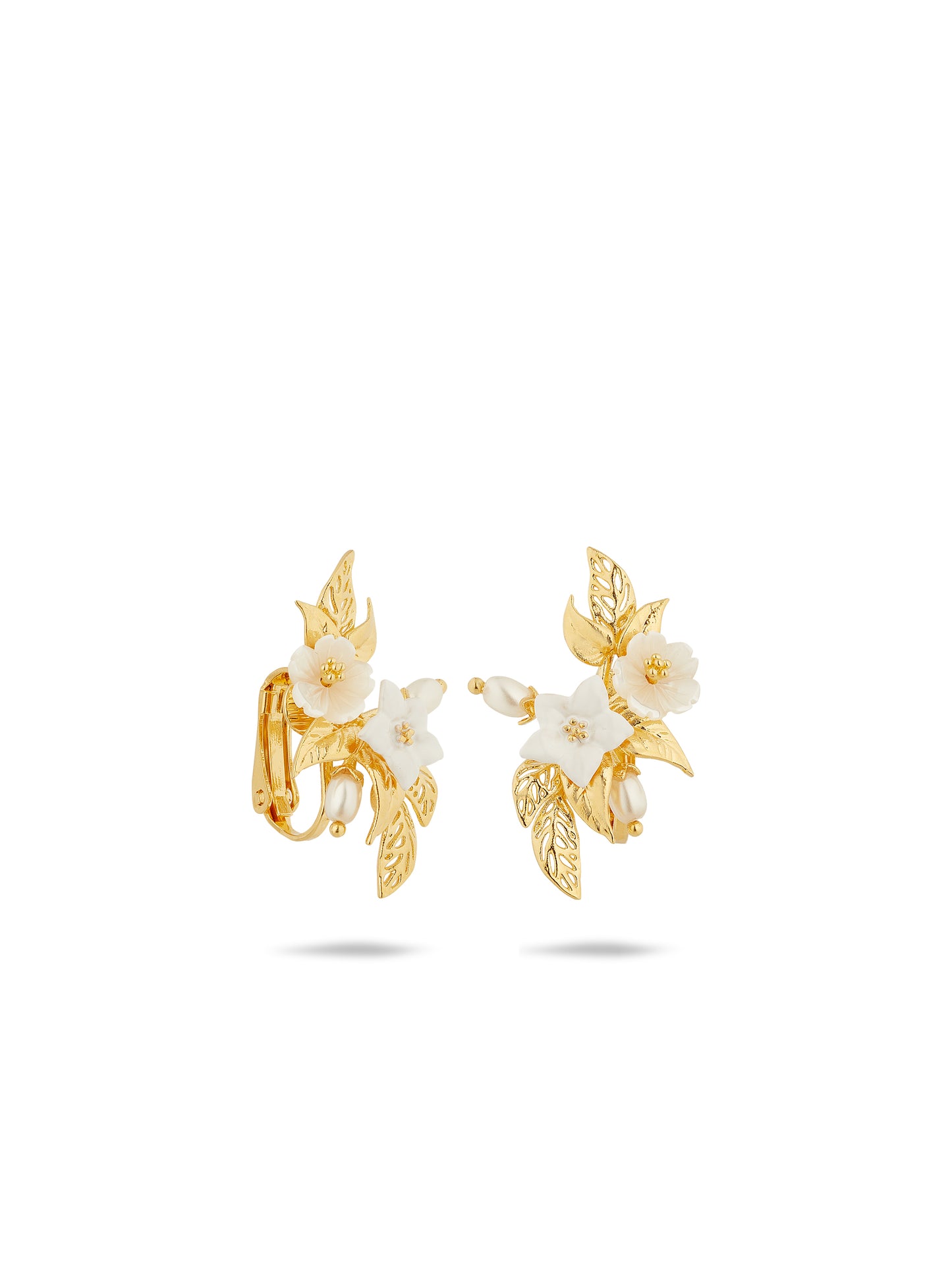 White Jasmine Leaf Earrings