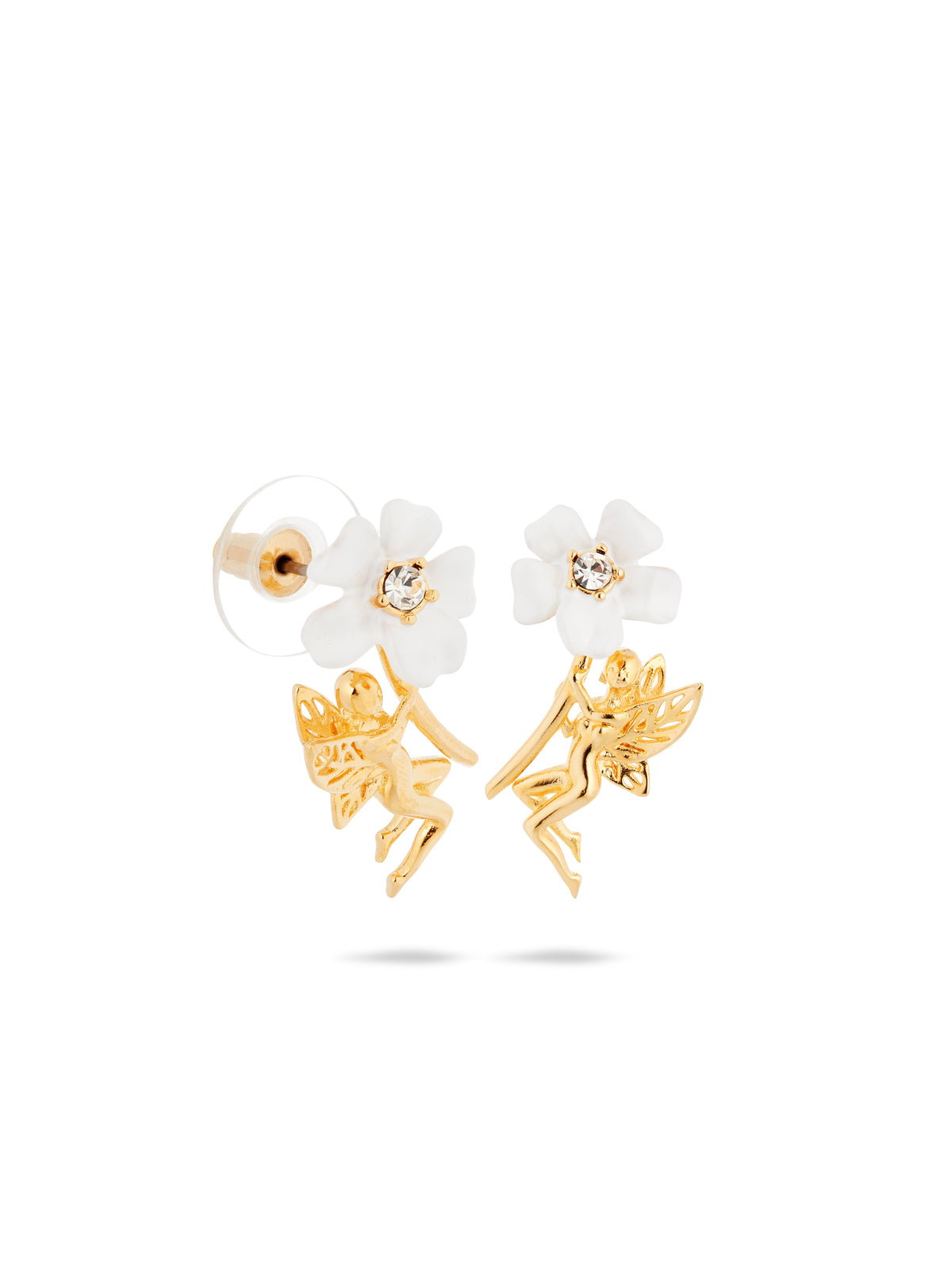 White Jasmine And Fairy Post Earrings | aume1131