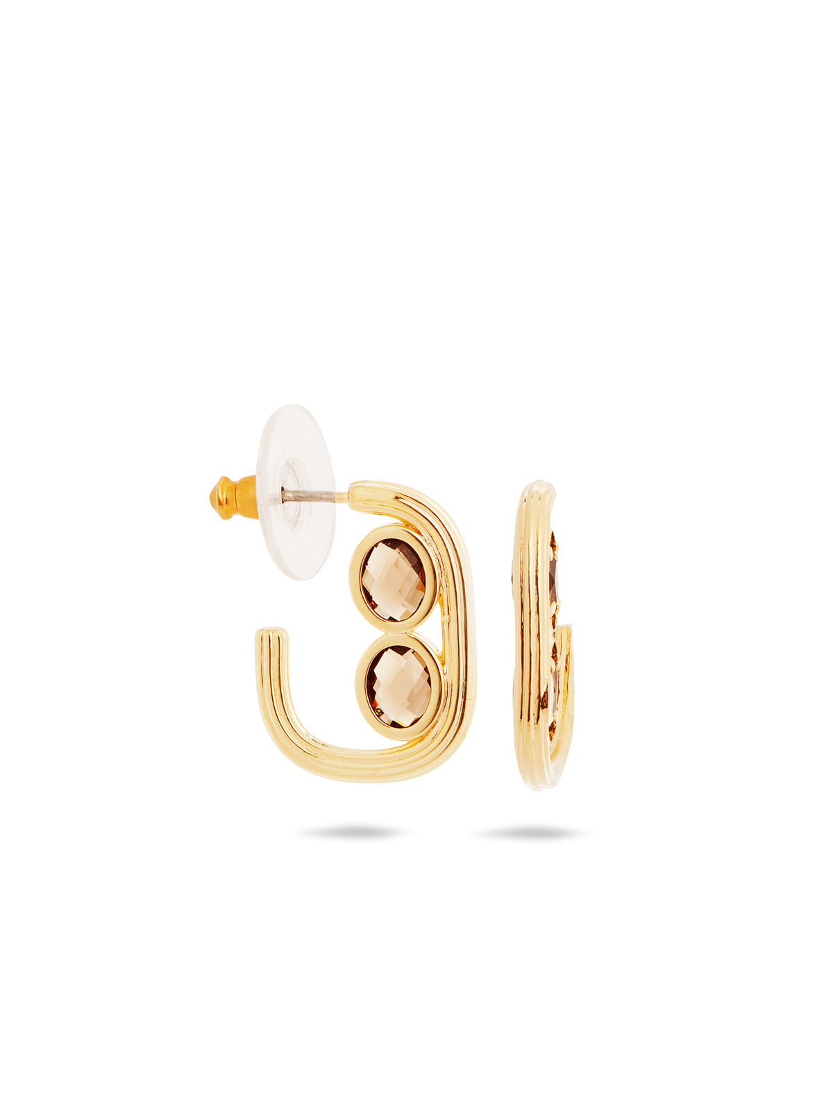 Gold Hoop Earrings And Faceted Crystal | aunb1011