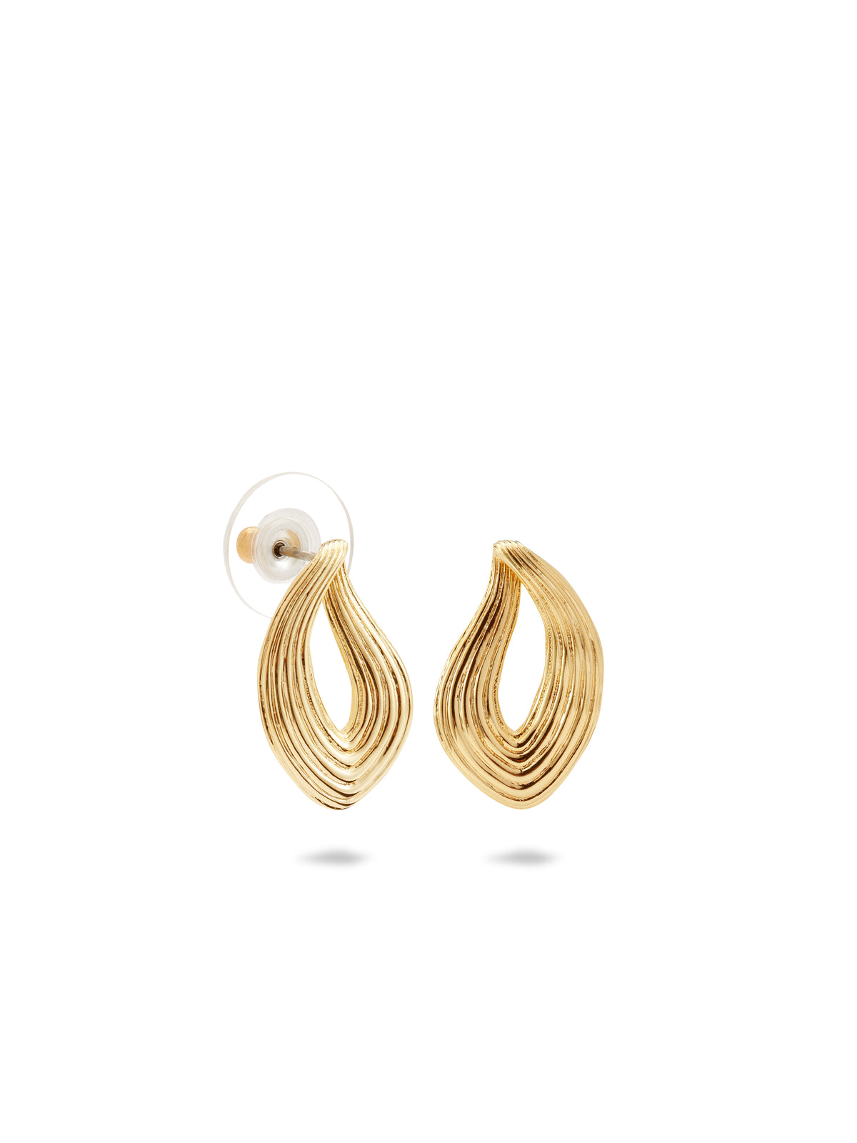 Gold Earrings With Striated Texture | aunb1041