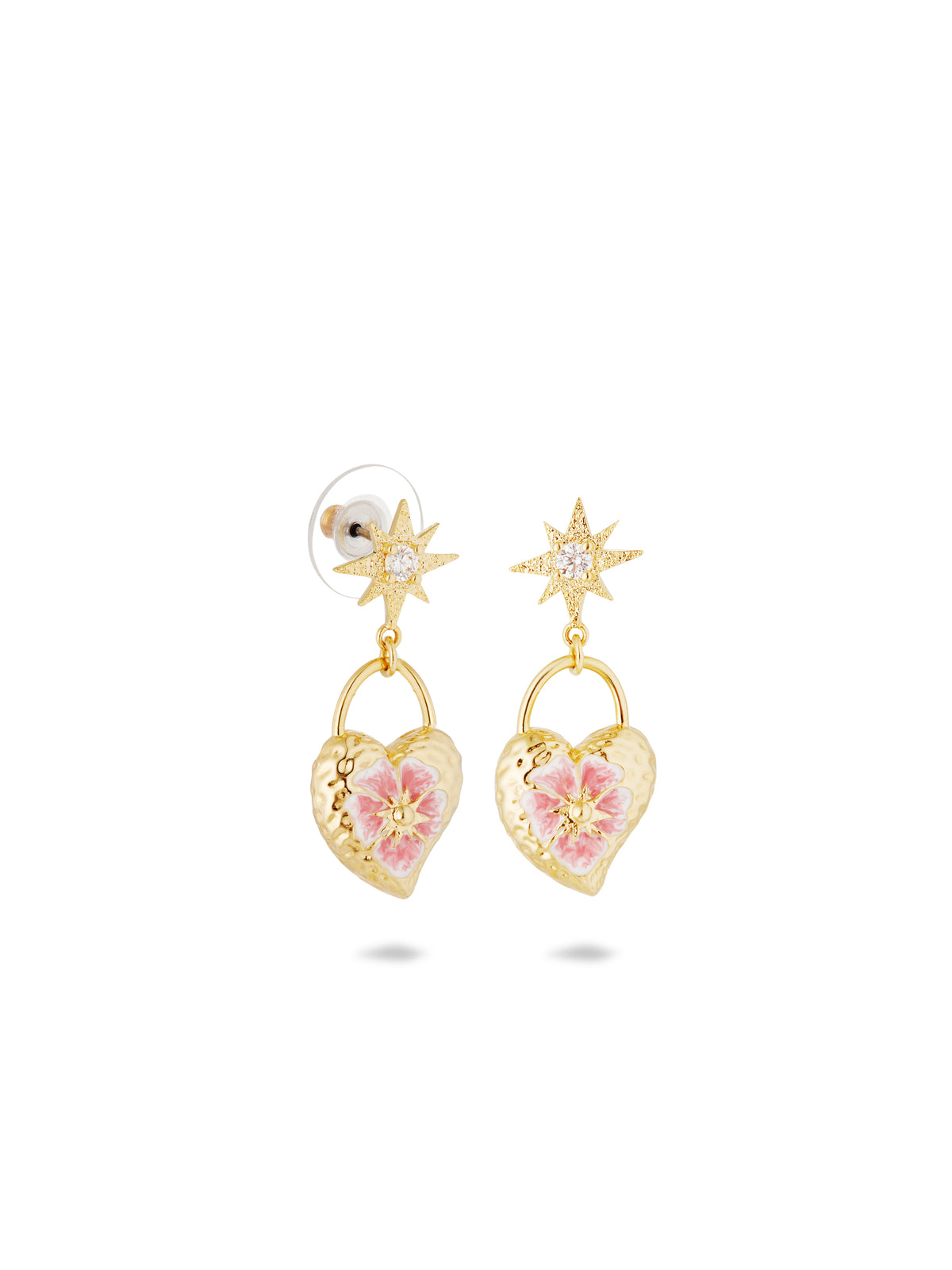 Heart, Pansy Flower And Star Earrings | aups1031