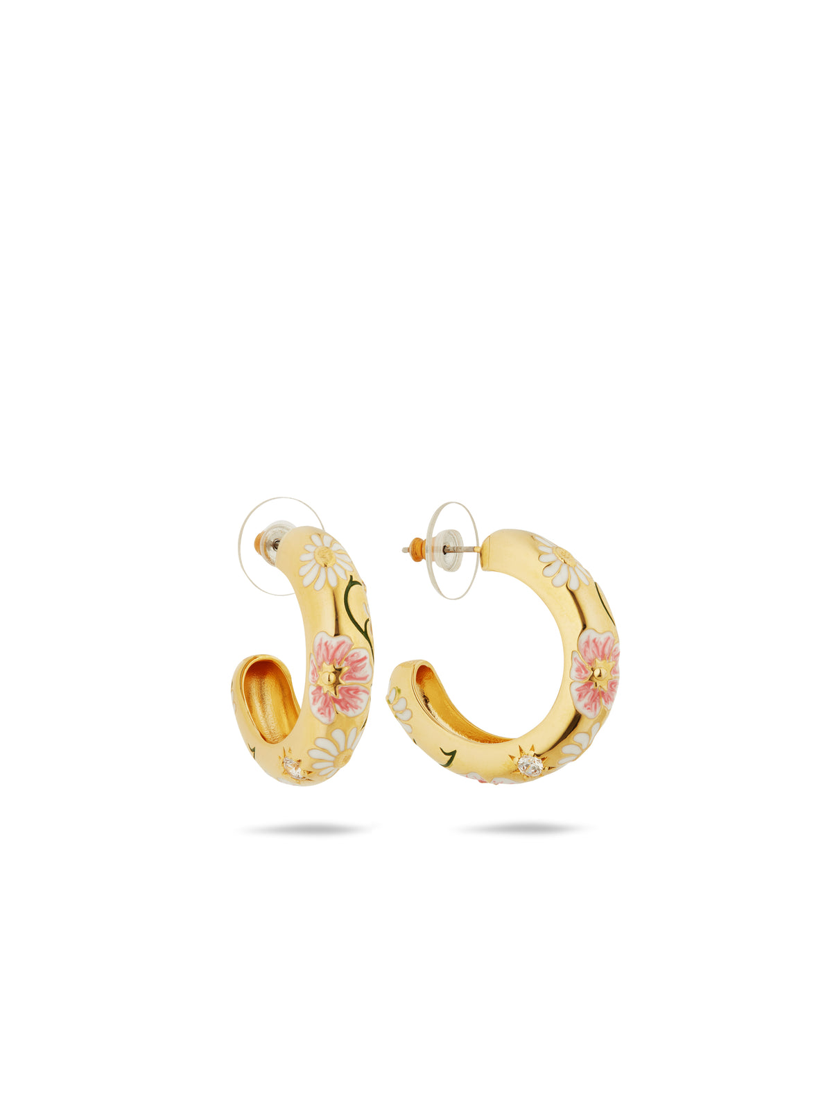 Daisy And Pansy Flower Hoop Earrings | aups1041