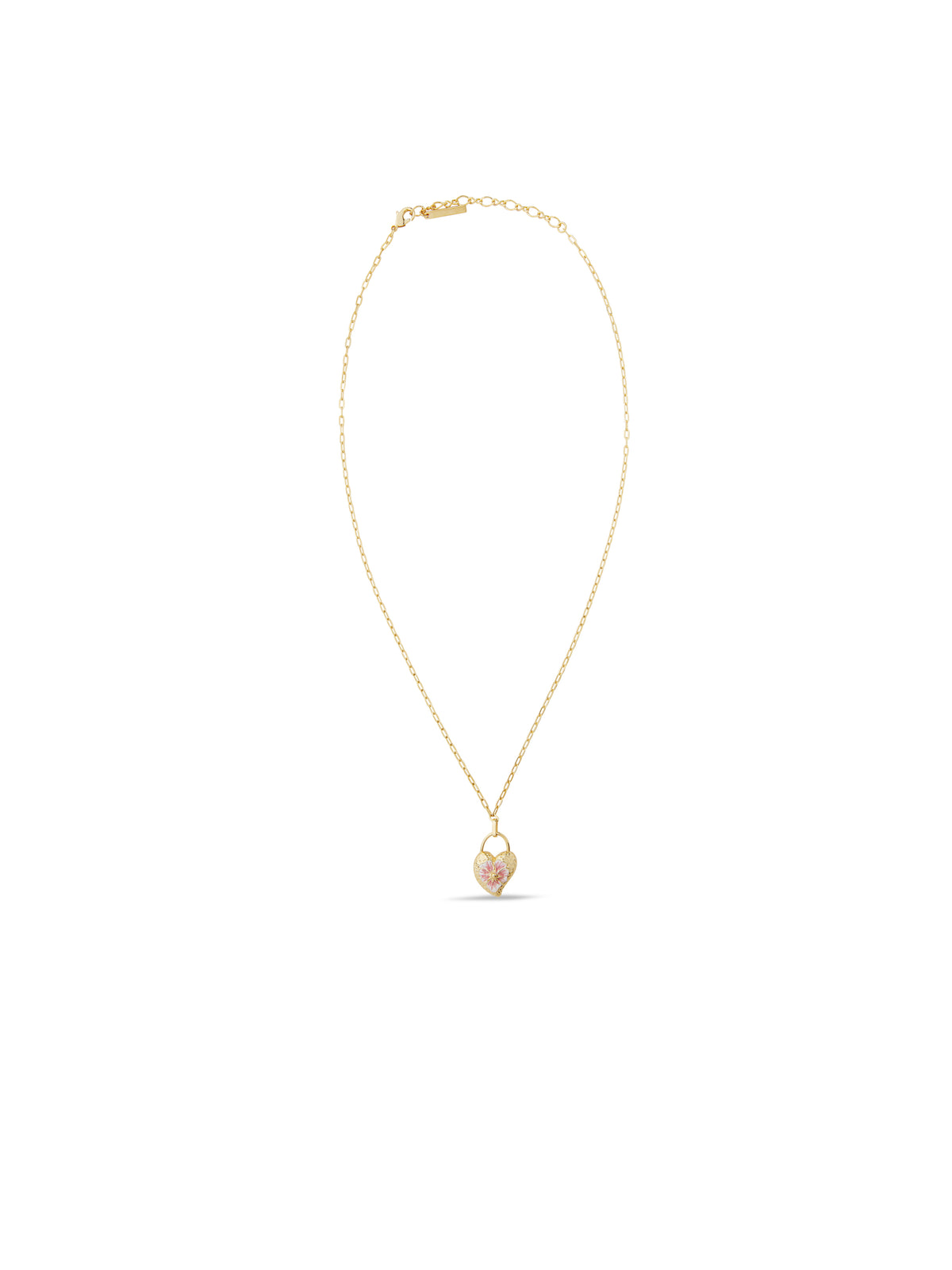 Heart Medallion And Pansy Flower Pendant Necklace | aups3031