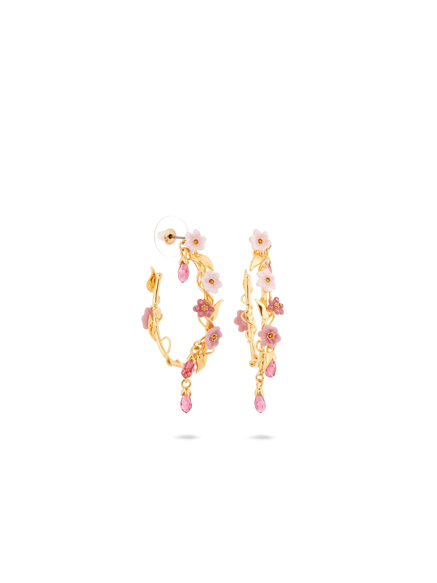 Pink Jasmine Flower Hoop Earrings | ausp1061