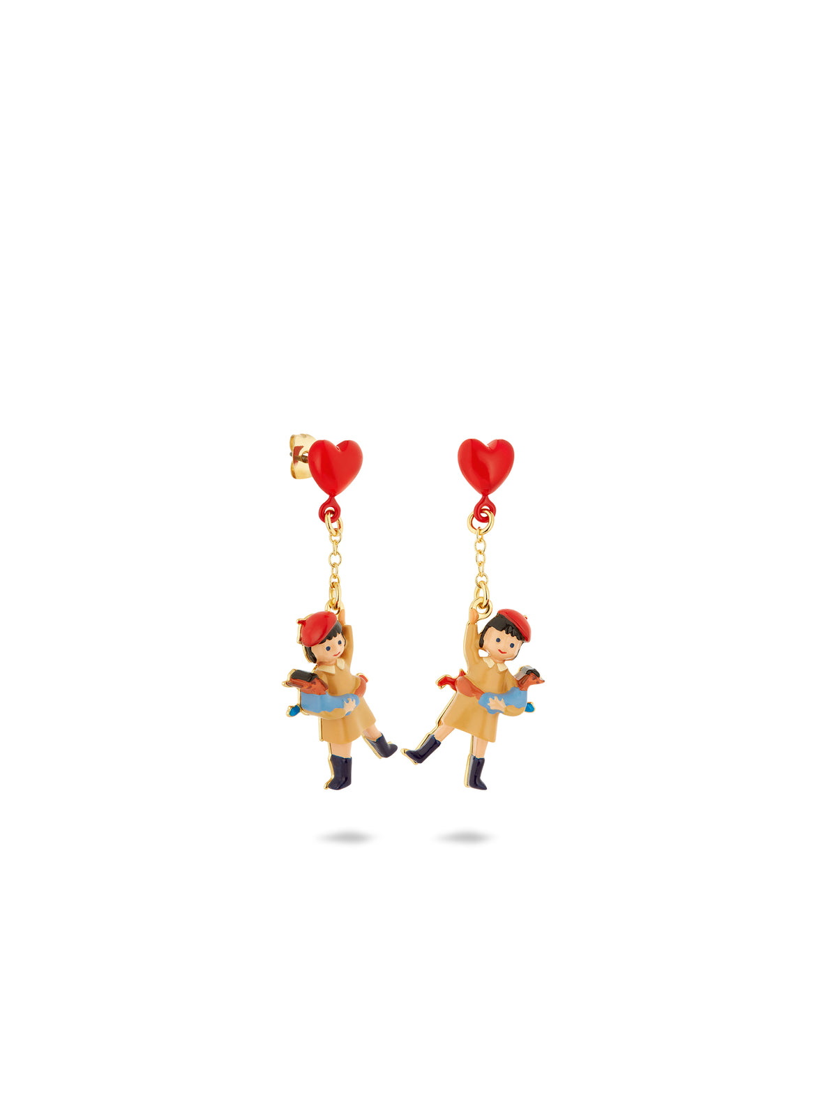 Little Girl, Dachshund And Inflatable Heart Balloon Earrings | auto1051