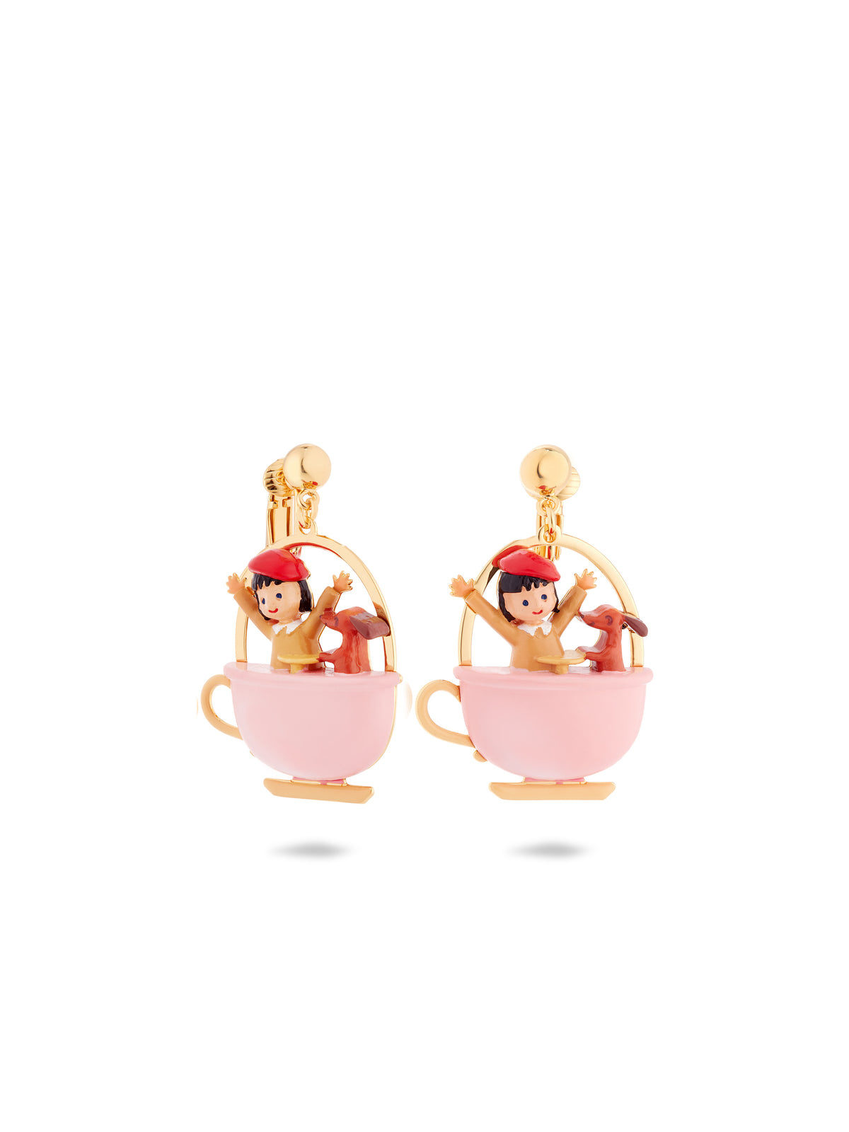 Little Girl And Dachshund On A Merry-Go-Round Earrings | auto1061