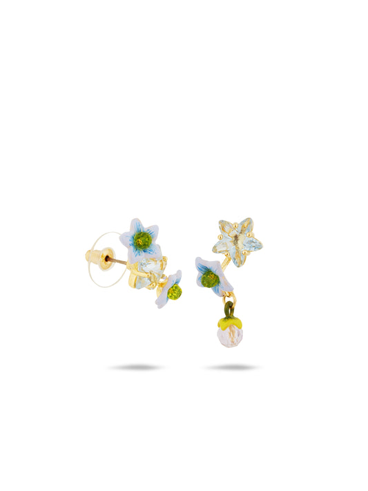 Asymmetrical Faceted Star And Jasmine Flower Earrings | autr1021