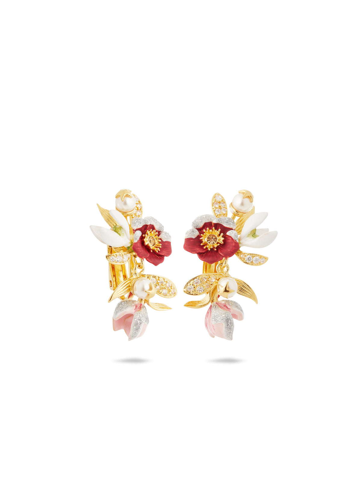 Hellebore Flower, Snowdrops And Crystal Earrings | auvh1011