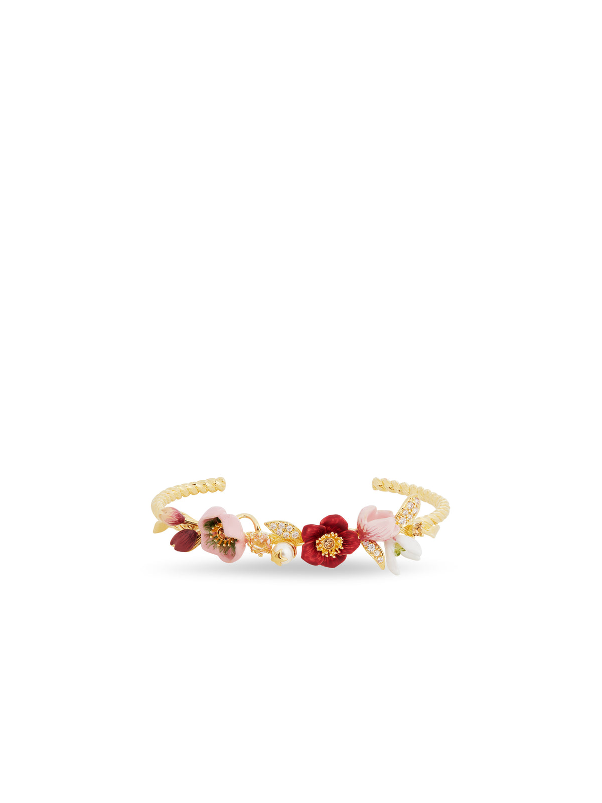Hellebore Flower & Crystal Pearl Cuff Bracelet | auvh2011
