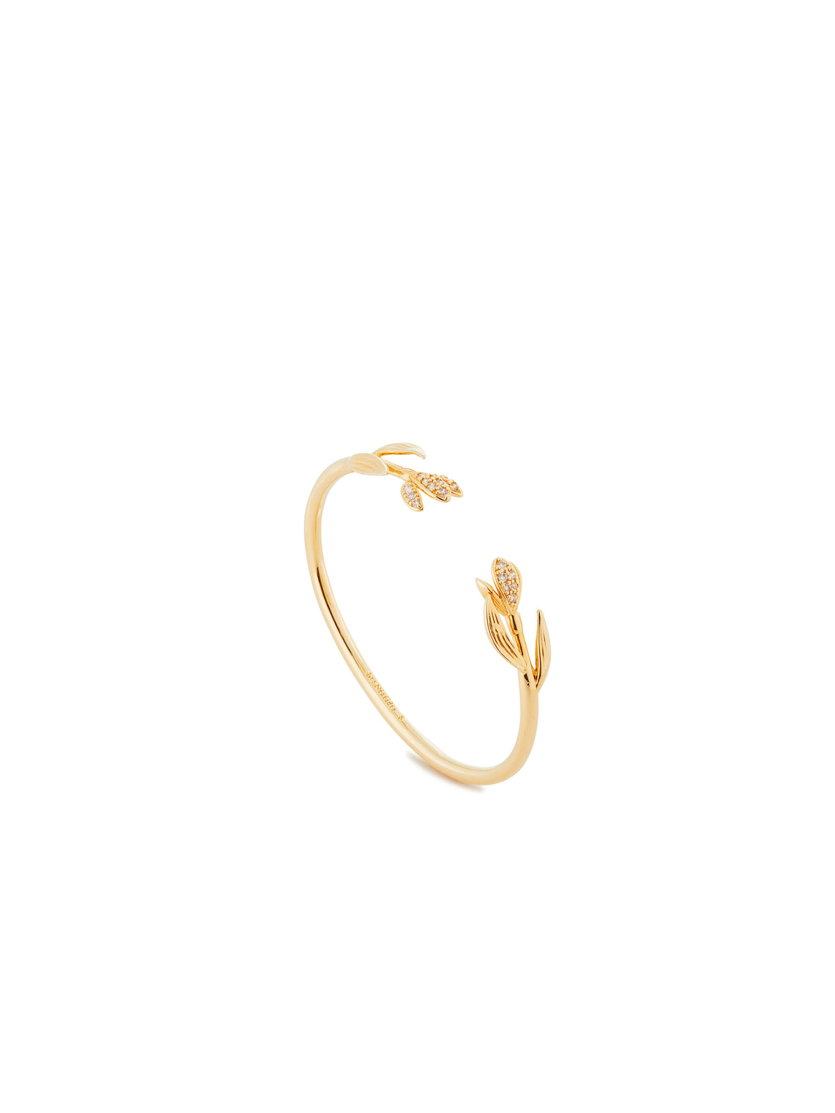 Leaves Paved With Cubic Zirconia Cuff Bracelet | auvh2031
