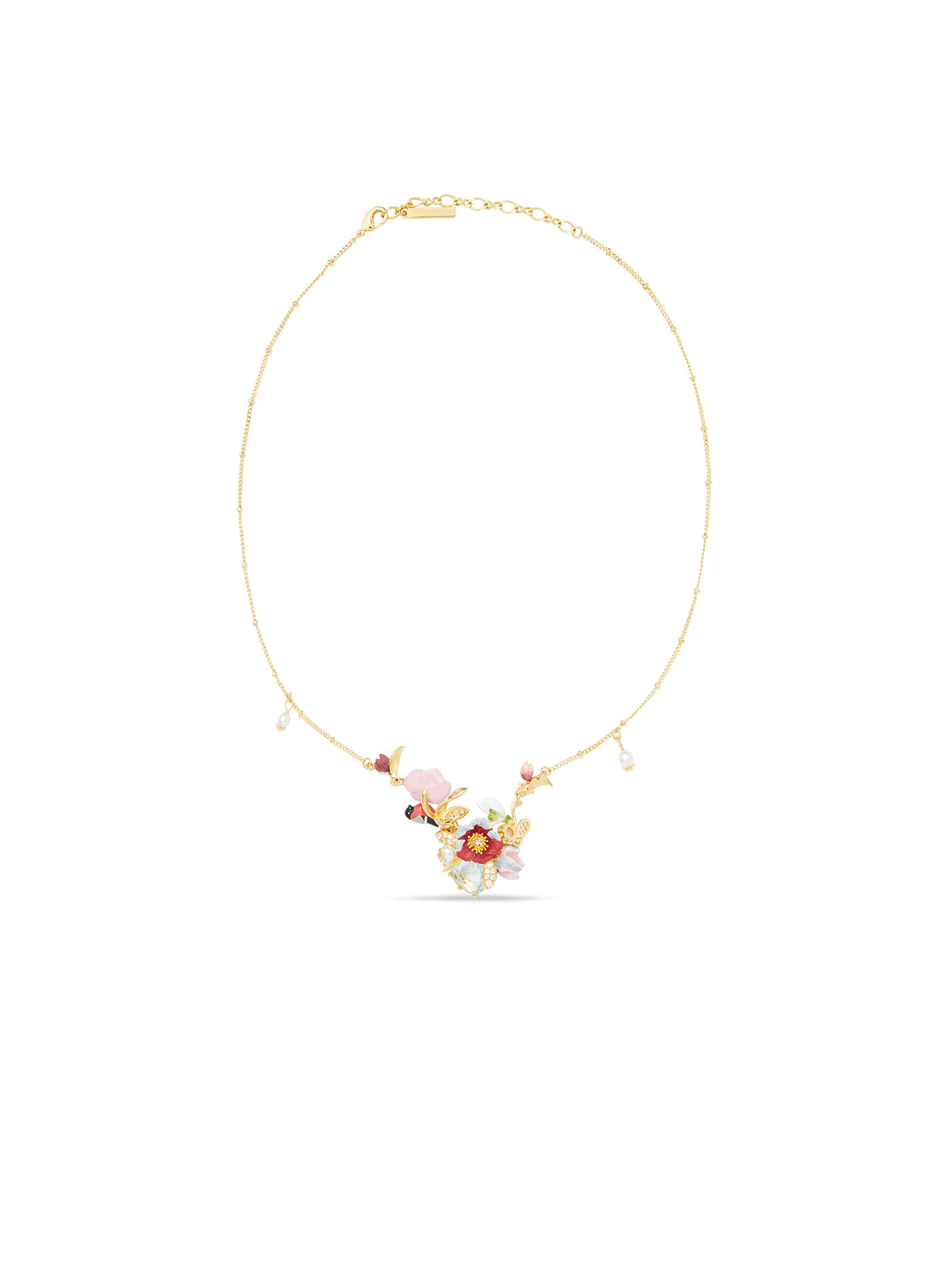 Hellebore Flower & Bullfinch Statement Necklace | auvh3011