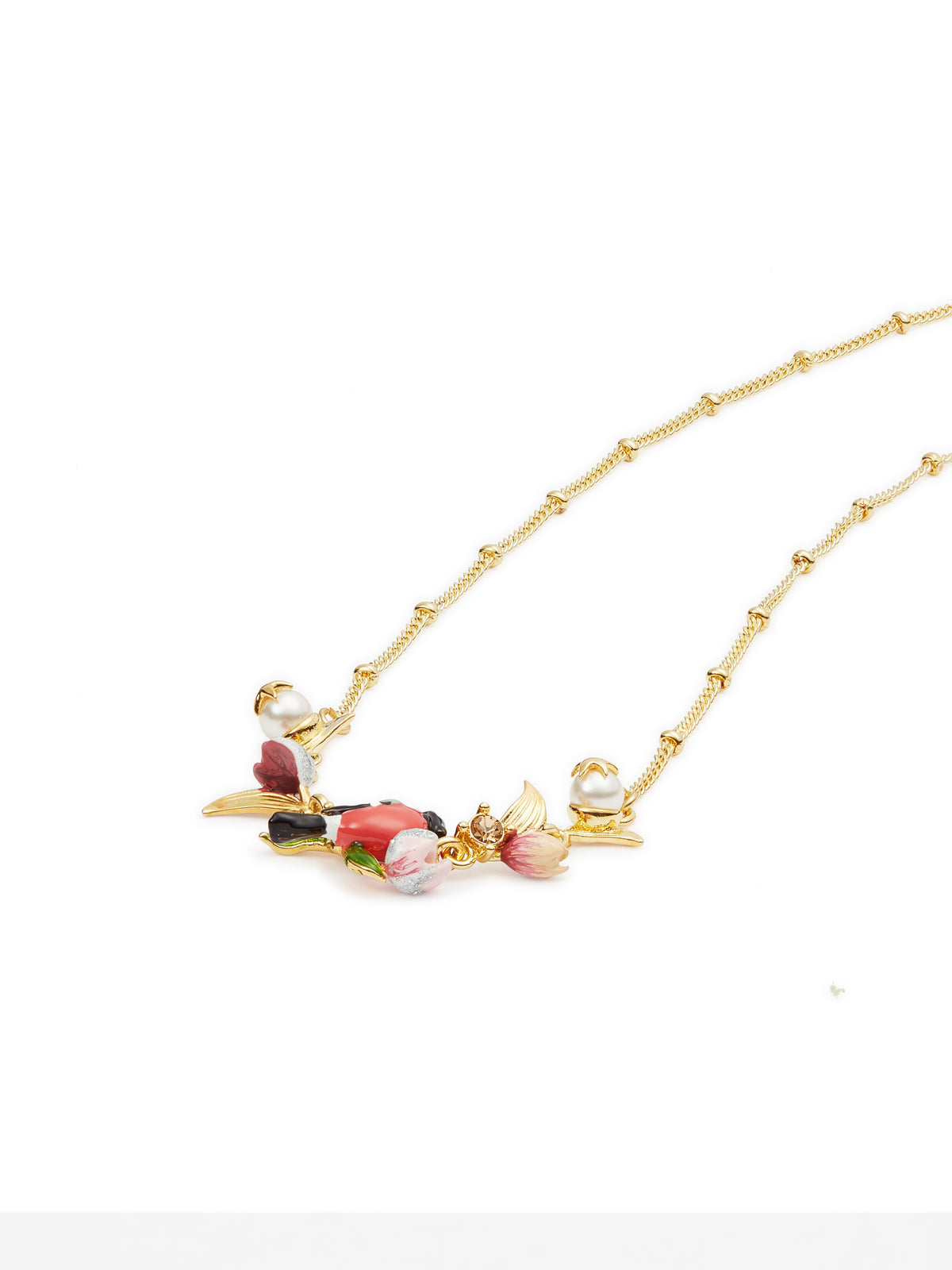 Hellebore Flower And Bullfinch Statement Necklace | auvh3021