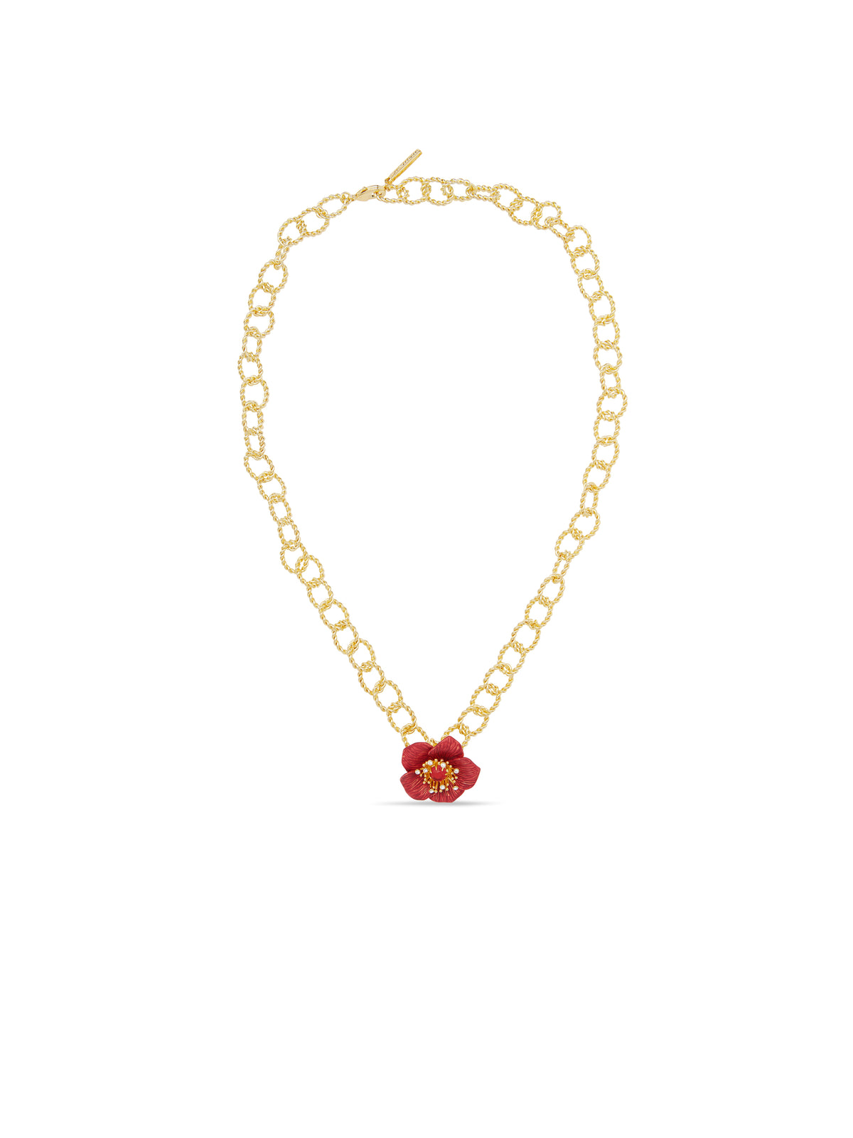 Red Hellebore Flower Pendant Necklace | auvh3051