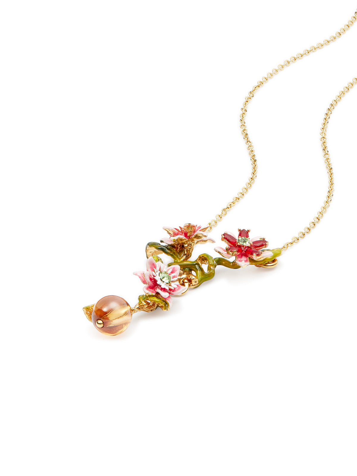 Passion Flower And Crystal Bead Necklace | auvi3021