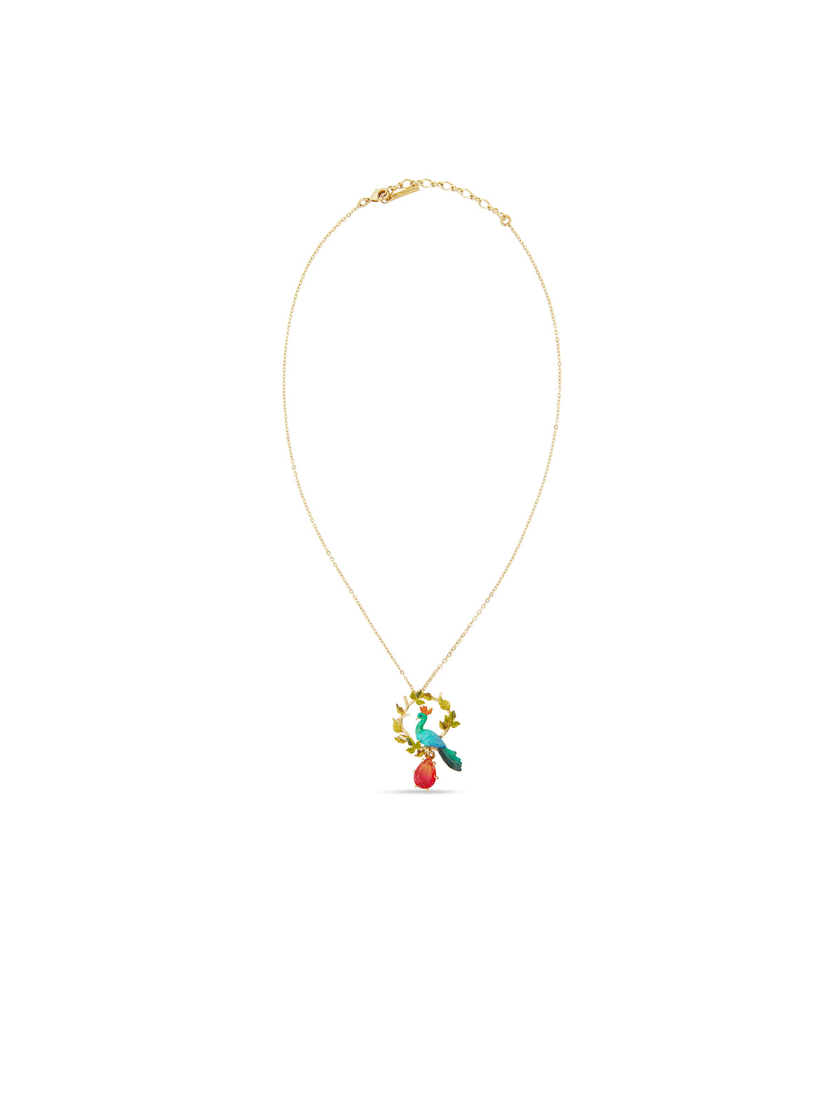 Peacock And Faceted Crystal Pear Pendant Necklace | auvi3041