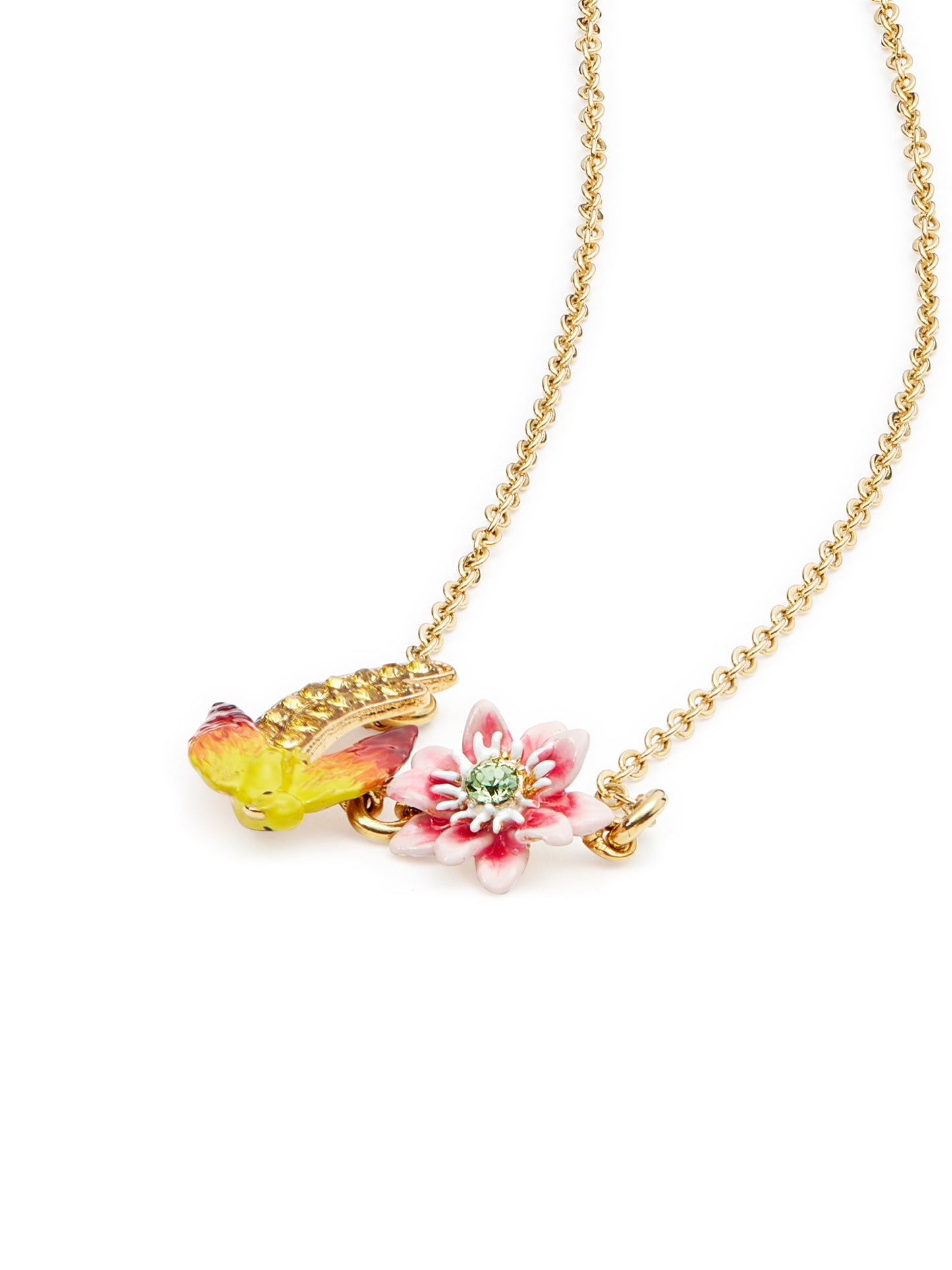 Budgie And Passion Flower Pendant Necklace | auvi3051