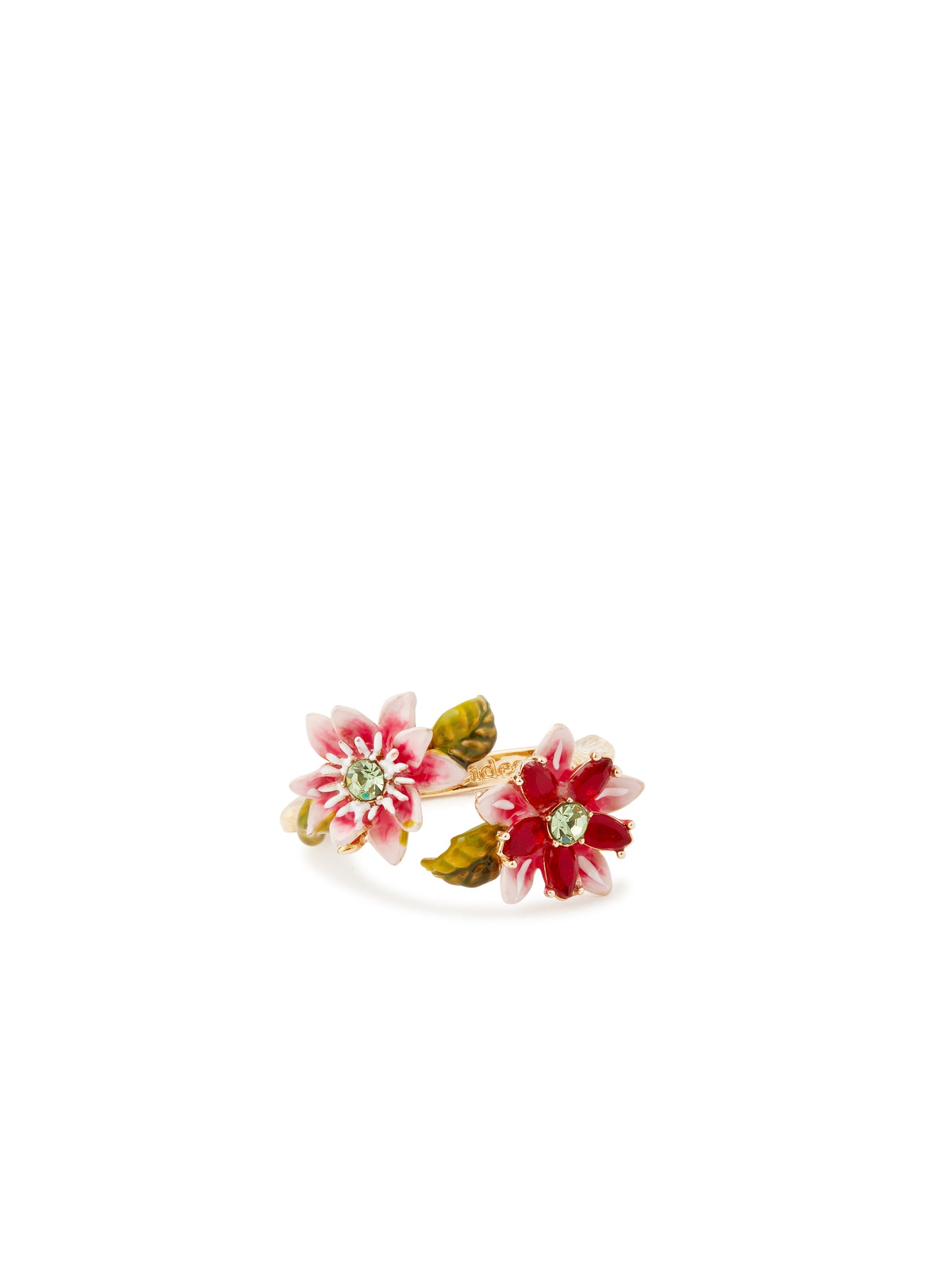 Passion Flower And Crystal Flower Adjustable Ring | auvi6011