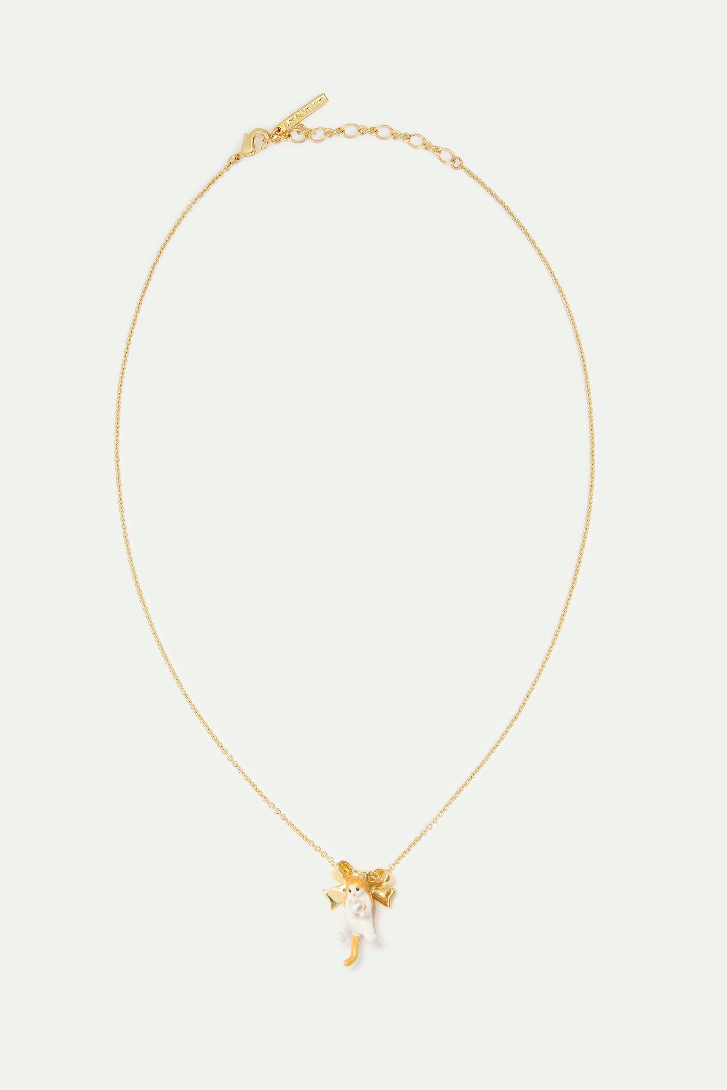 Orange Tabby Kitten And Golden Bow Necklace | AVCF3031