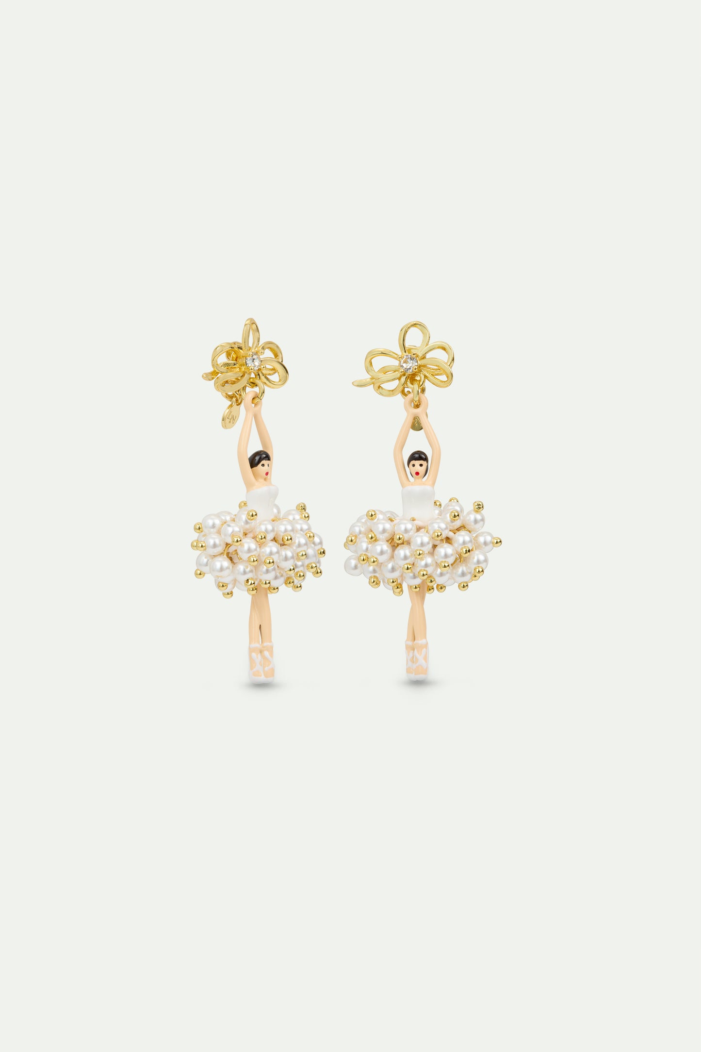 White And Gold Ballerina Earrings | AVDD1151