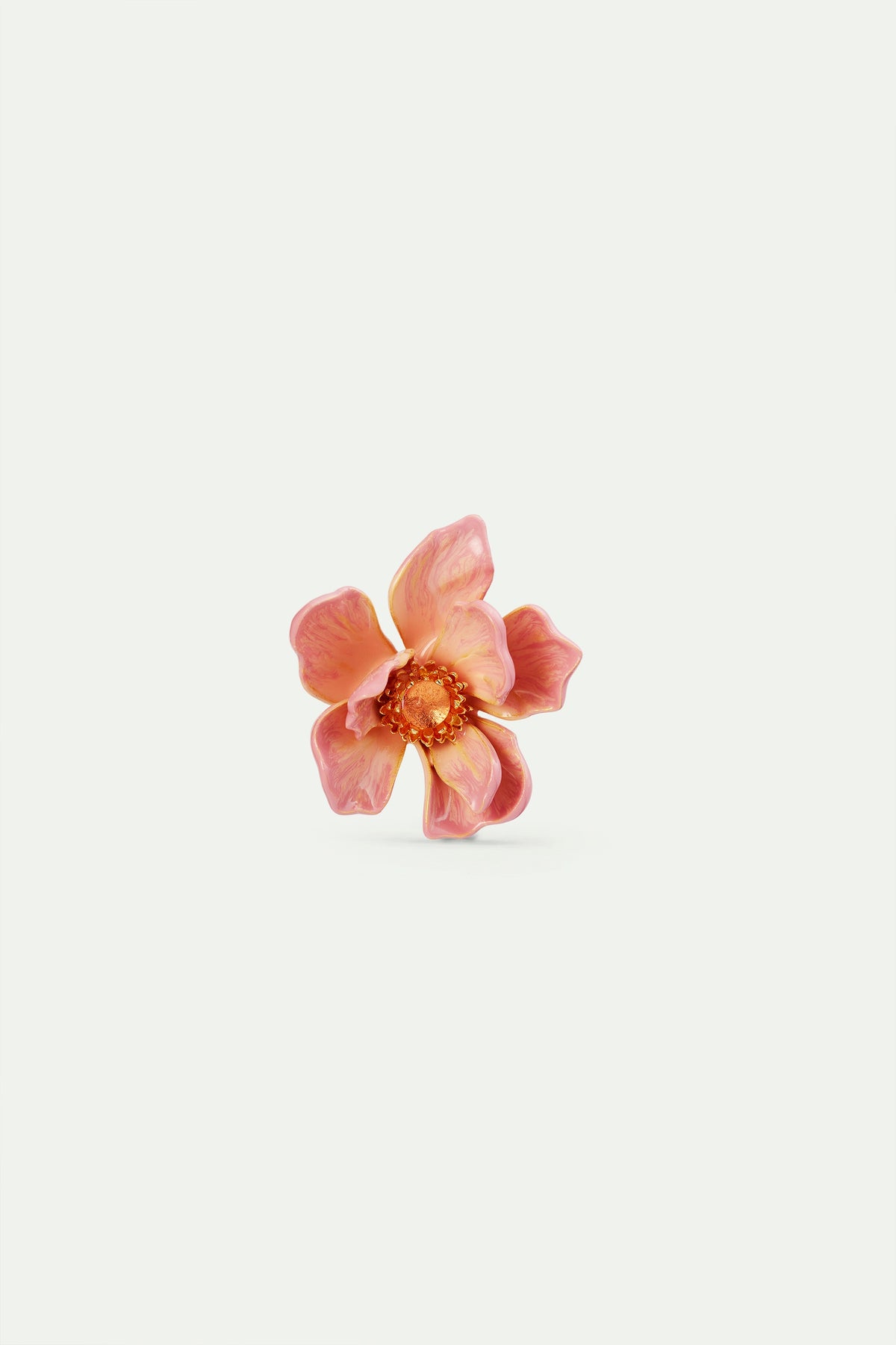 Large Magnolia Flower And Crystal Cabochon Brooch | AVFA5011