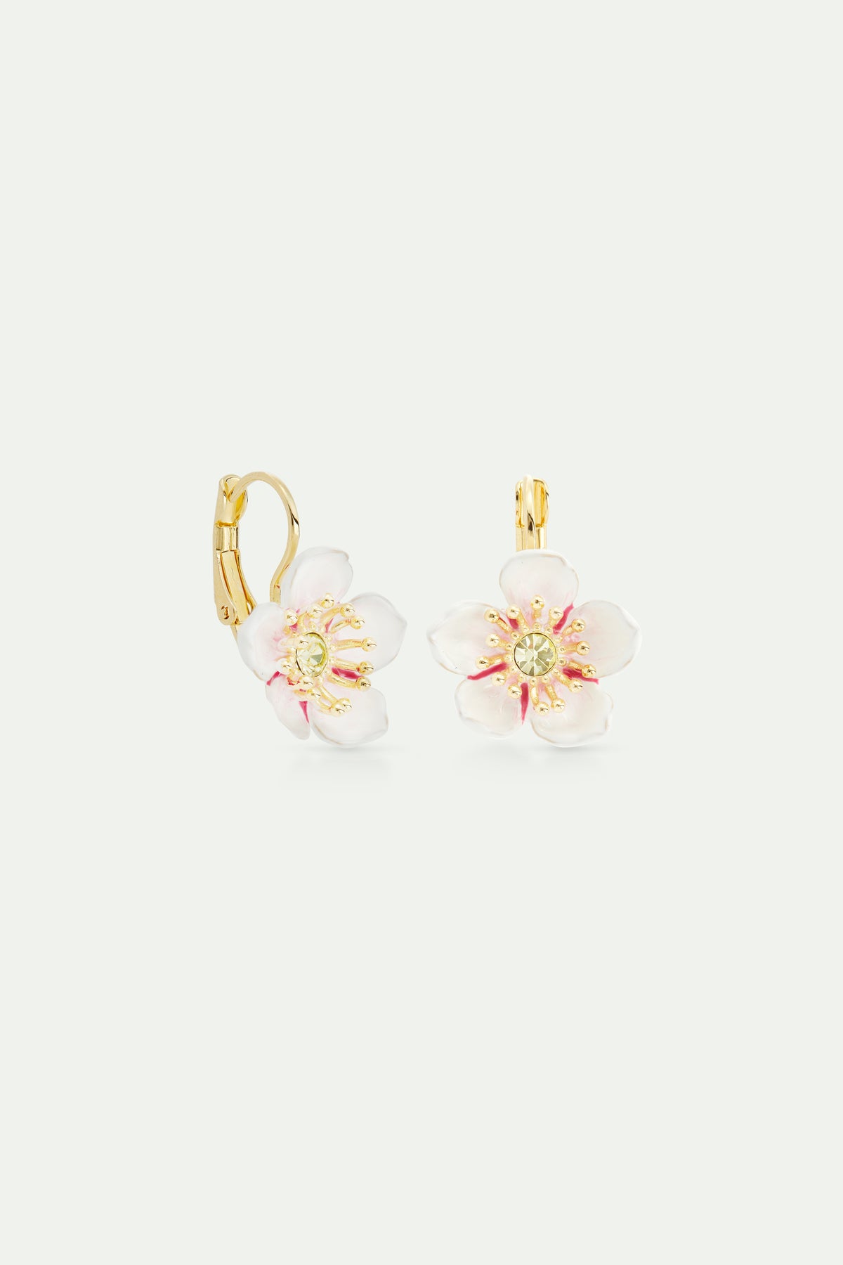 White Cherry Blossom Sleeper Earrings | avha1011