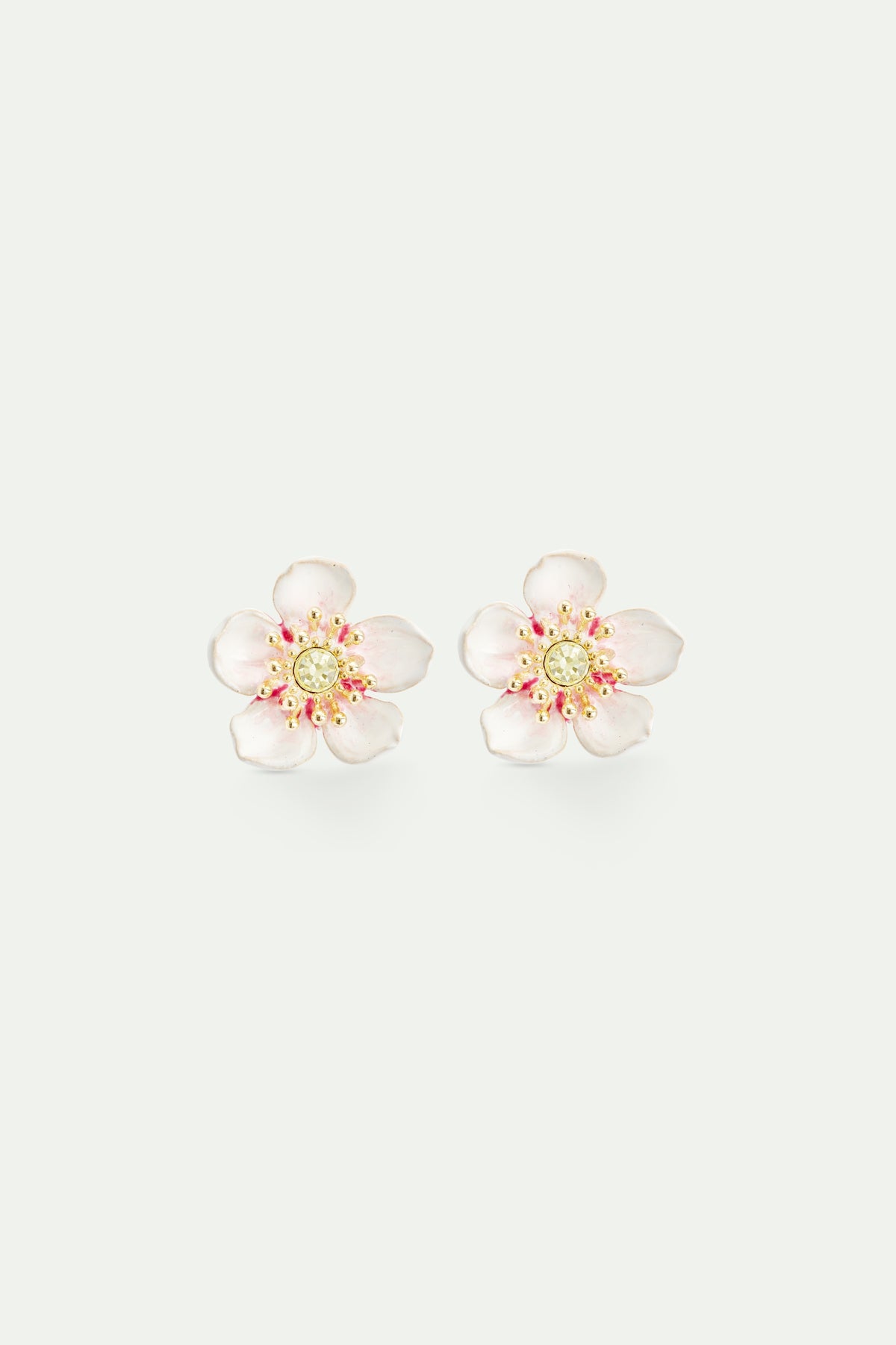 White Cherry Blossom Sleeper Earrings | avha1011