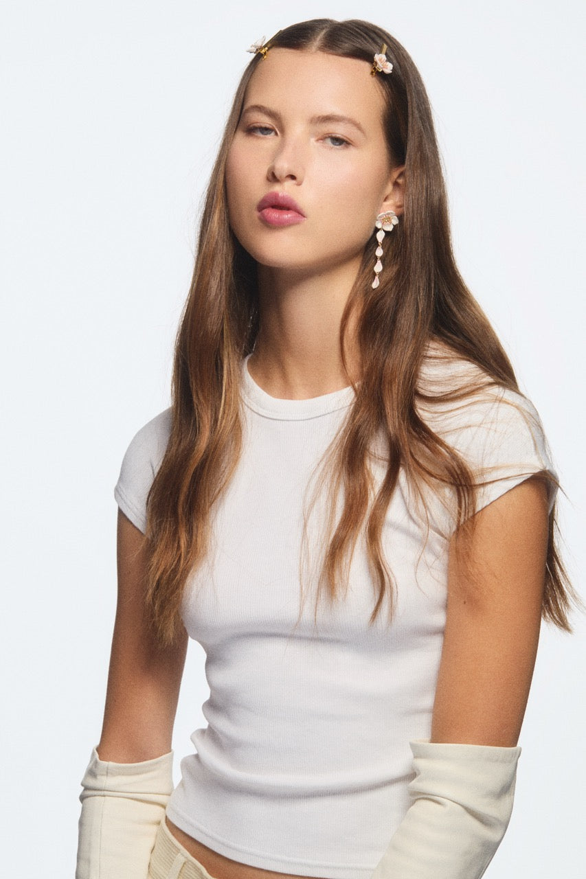 White Cherry Blossom Hair Clip | avha4011