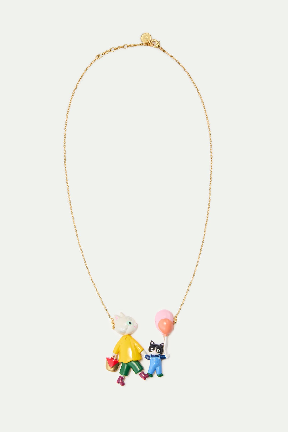 Grey Cat And Black Kitten Statement Necklace | AVHP3091