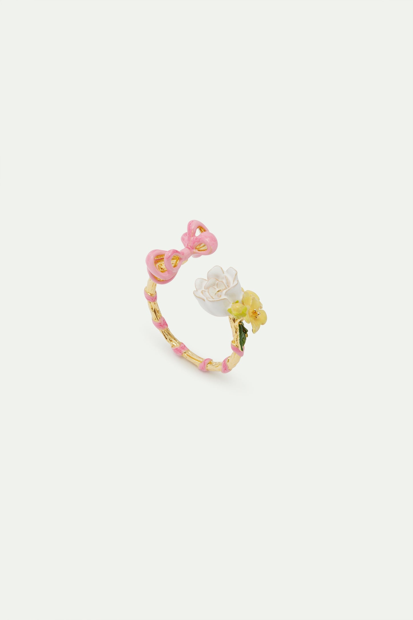 Pink Bow And Flower Adjustable Ring | AVIP6021