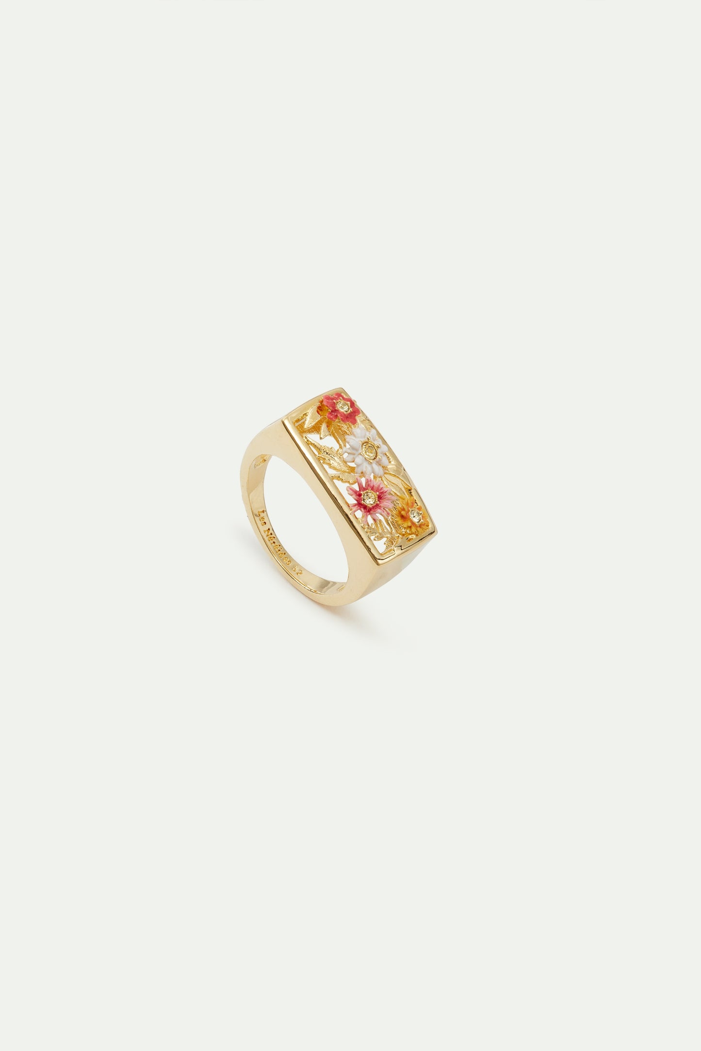 Gold-Plated Signet Ring With Zinnias | AVJC6061