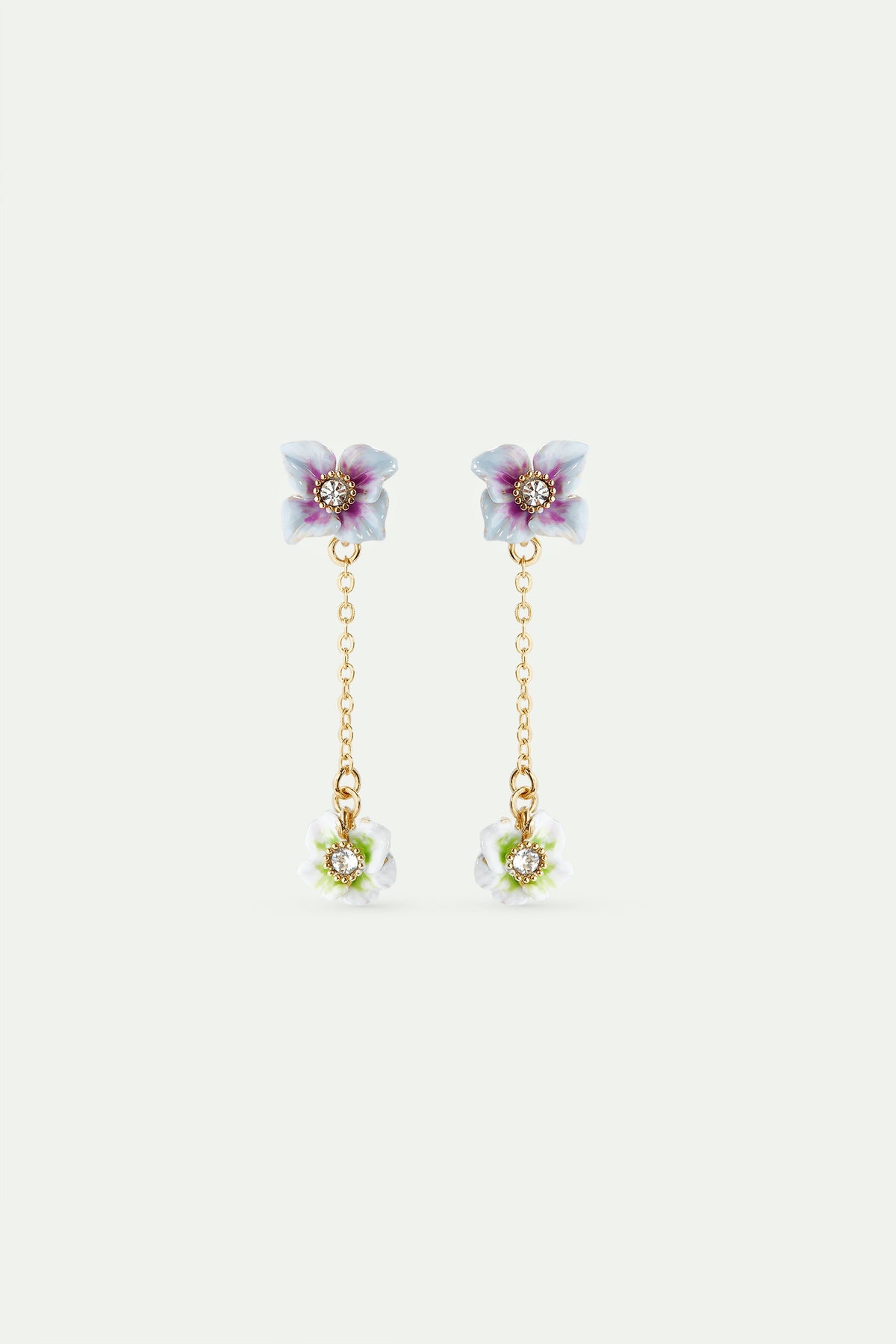 White And Purple Hydrangea Flowers Dangle Earrings | AVJH1081