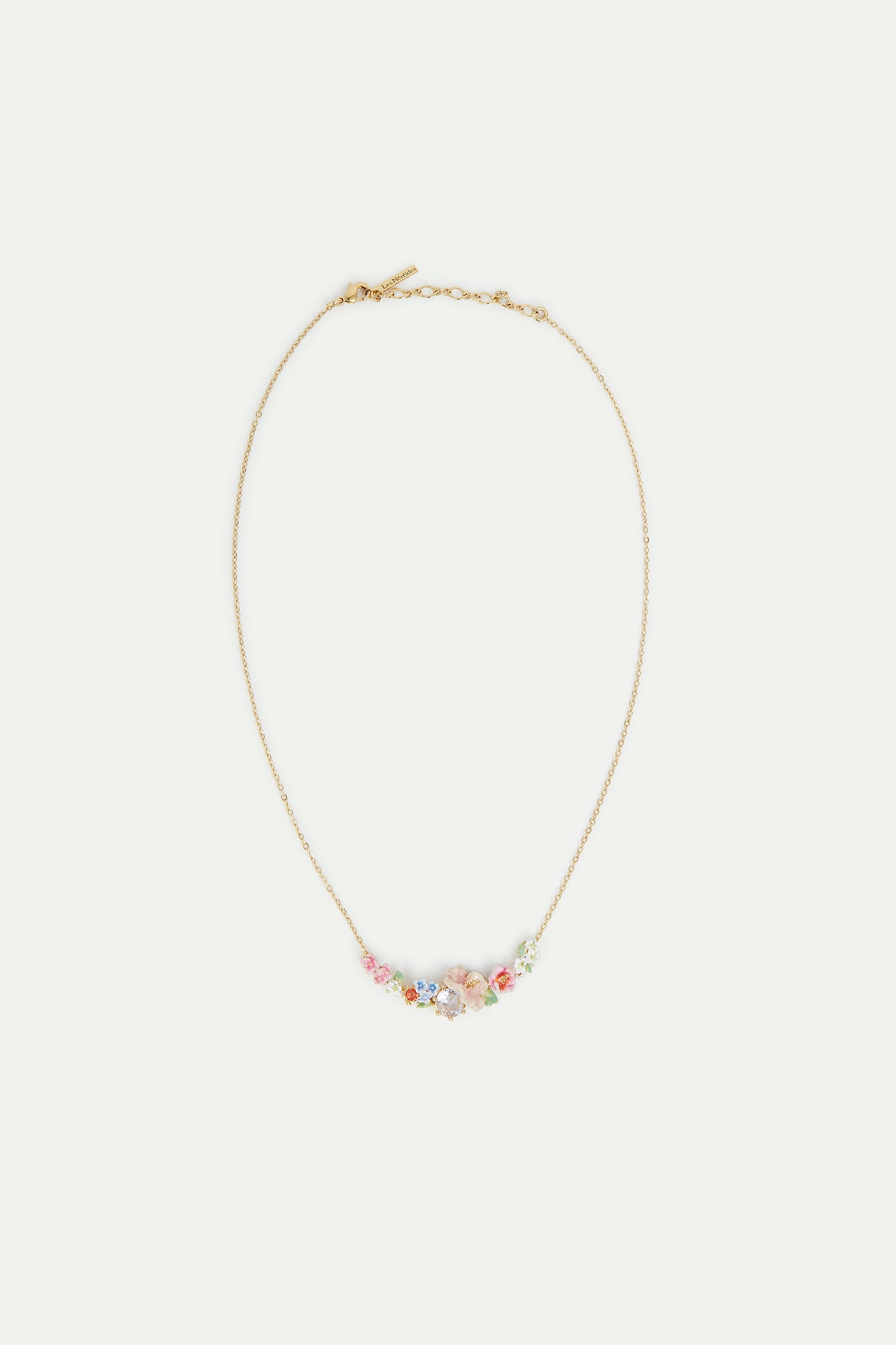 Flower Bouquet And Round Stone Statement Necklace | AVJH3021