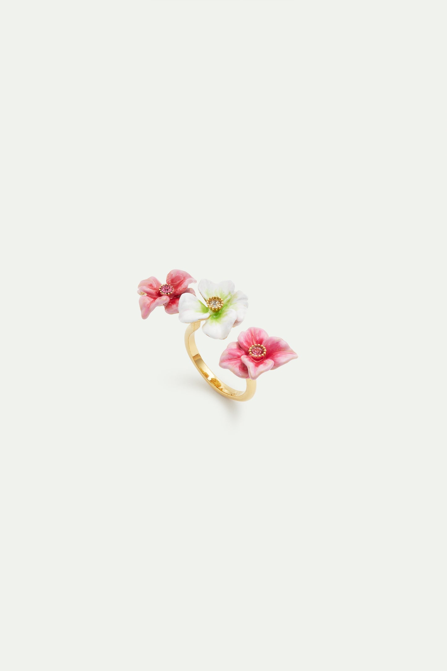 Pink And White Hydrangea Flower Adjustable Ring | AVJH6011