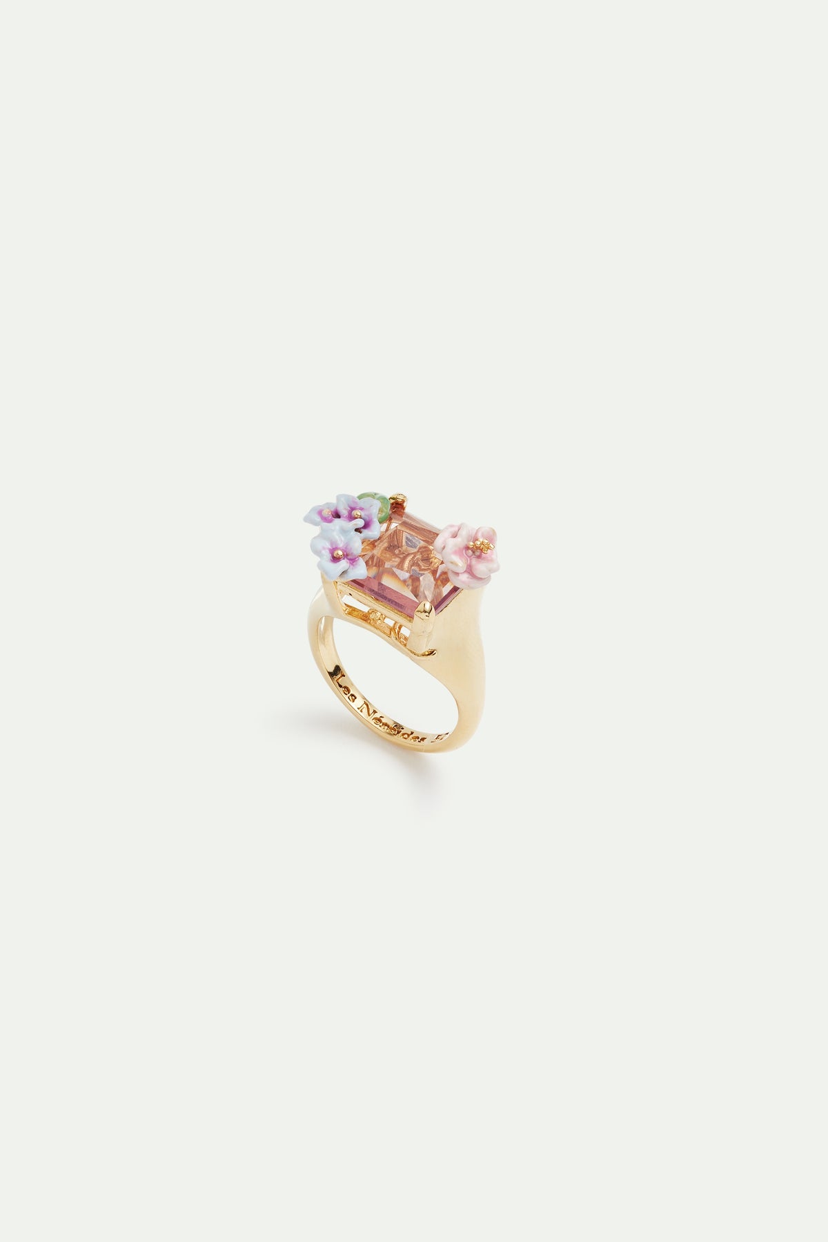 Lizard, Pink Cut Stone And Hydrangea Cocktail Ring | AVJH6031