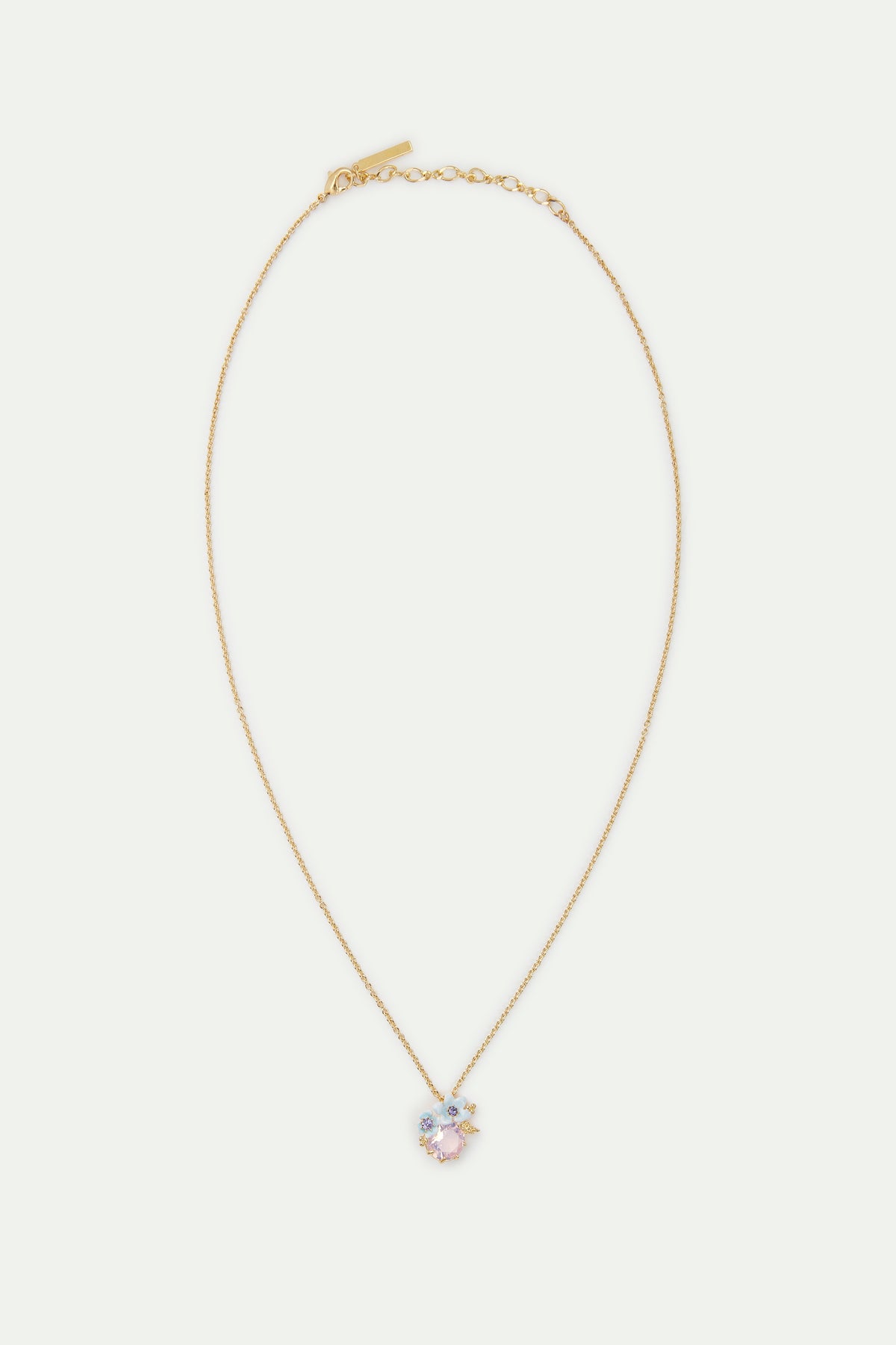 Round Purple Stone And Blue Flower Wedding Necklace | AVJV3041