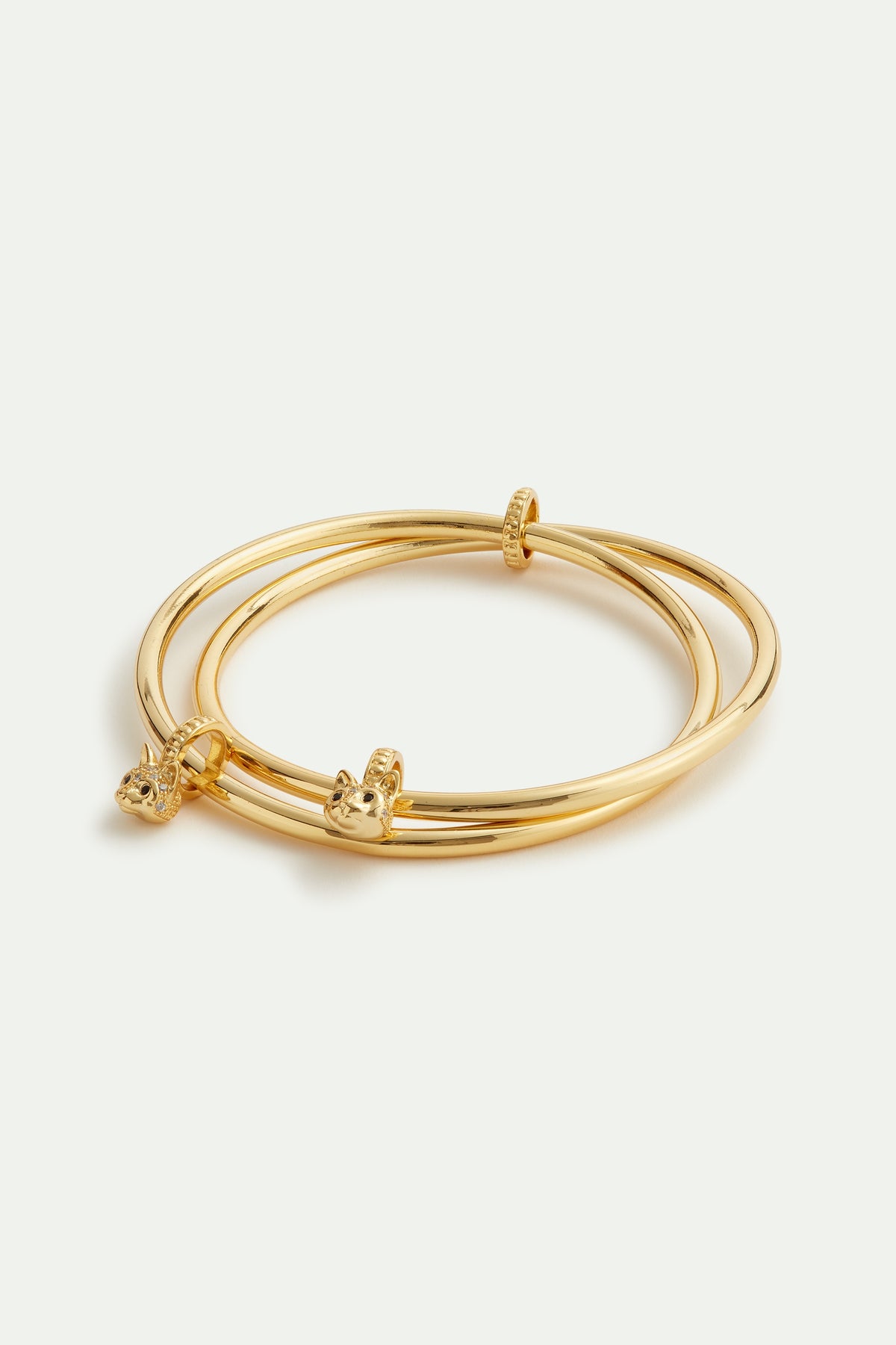Cat Head Double Golden Cuff Bracelet | AVLA2011